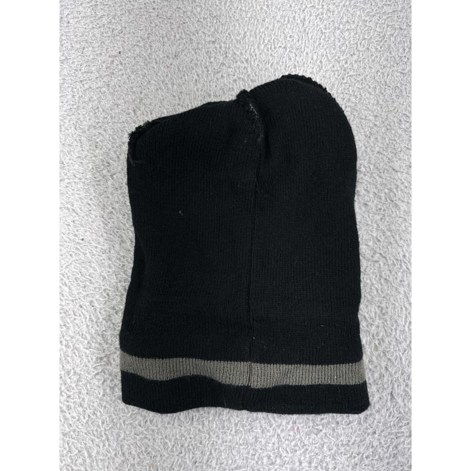 Vintage Knocker Beanie Toque Adult One Size Black Gray Striped 100% Acrylic Knit Ski Size ONE SIZE - 5 Thumbnail