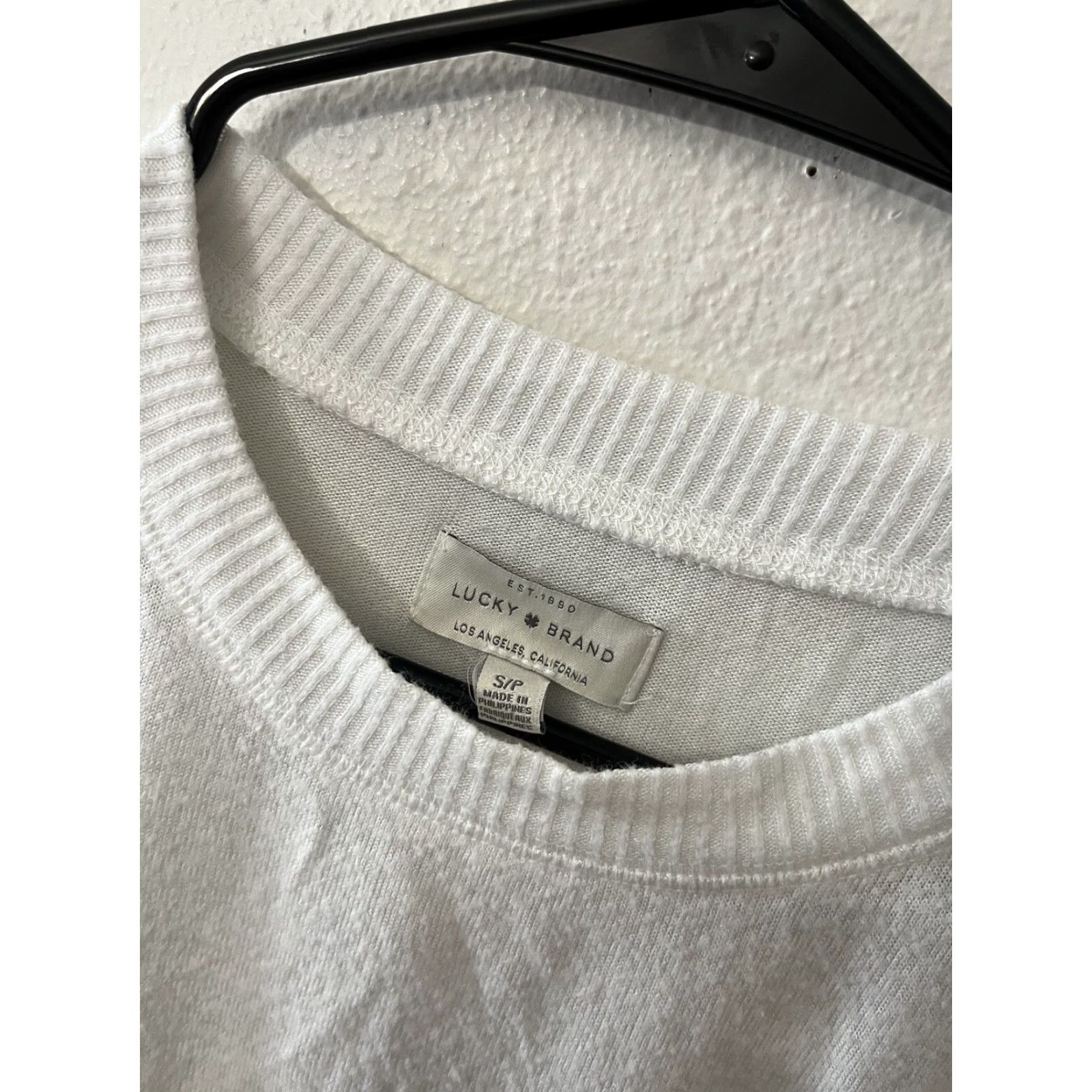 Lucky Brand VINTAGE Lucky Brand Shirt Womens Small White Knit Long Sleeve Pullover T-Shirt 90s Womens Size S / US 4 / IT 40 - 2 Thumbnail