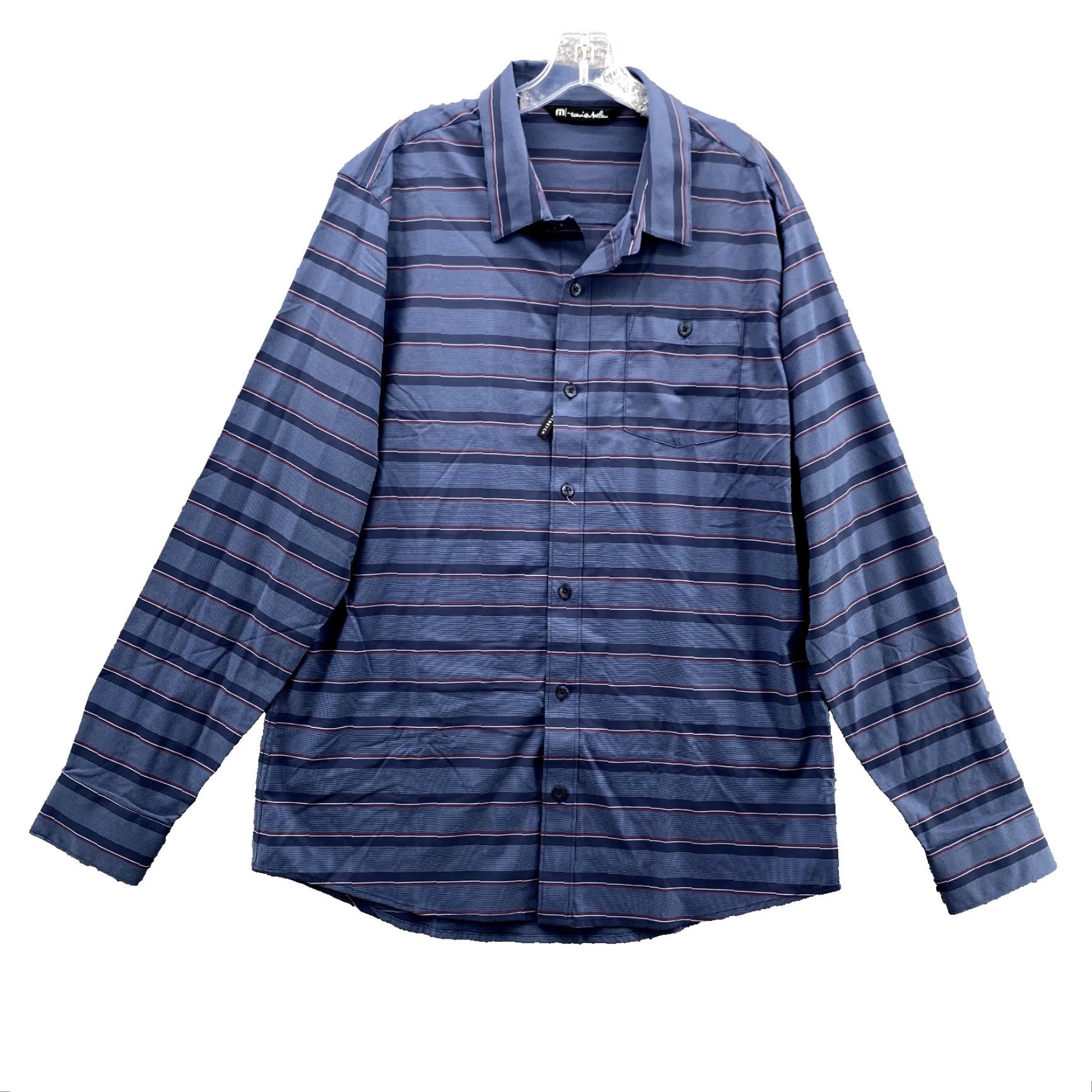 TravisMathew Travis Mathew Shirt L Blue Striped 4 Way Stretch Long Sleeve Button-Down Men's Size US L / EU 52-54 / 3 - 2 Thumbnail