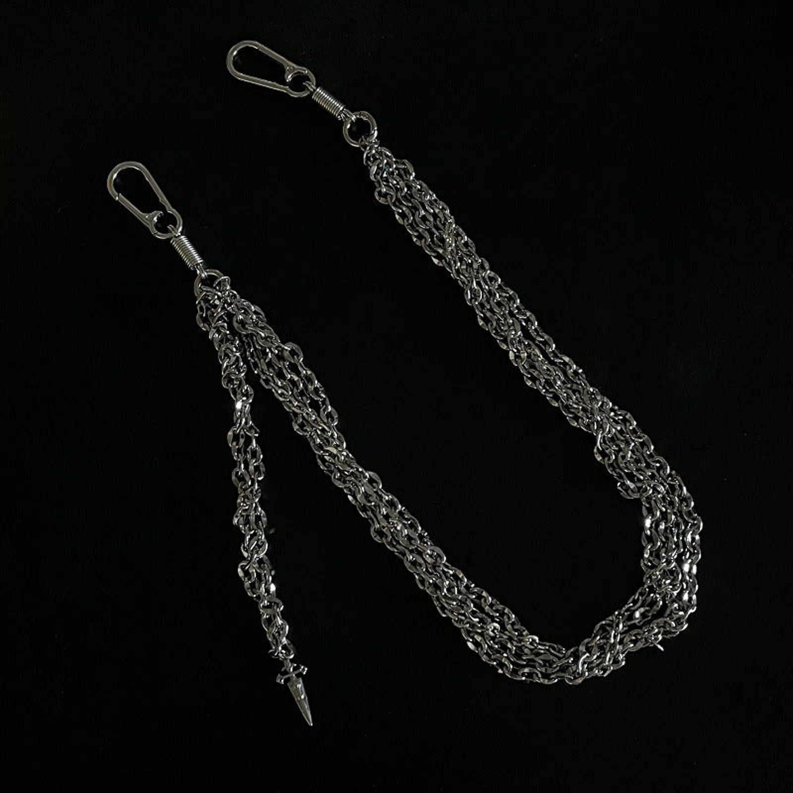 Jewelry Silver Multi-Strand Chain Wallet Chain with Clips Size ONE SIZE - 5 Thumbnail