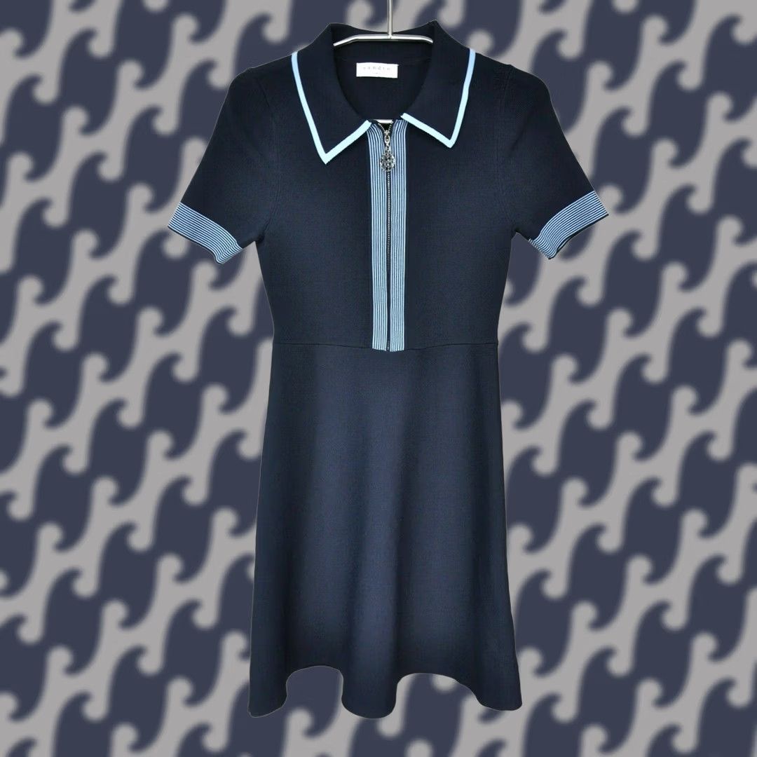 Sandro Sandro Dress Mini Striped-knit Blue 36 Women's Size 36 Short Sleeve Knit Pattern Striped 54%Viscose 44%Polyamide 2%Elastane Black? Size XS / US 0-2 / IT 36-38 - 1 Thumbnail