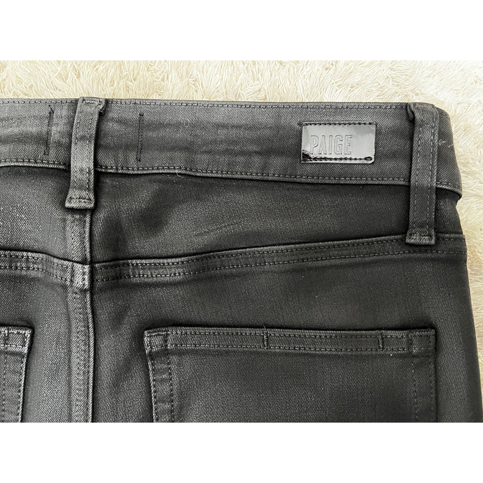PAIGE Women's Cindy Luxe Coating Black Slim Straight Jeans