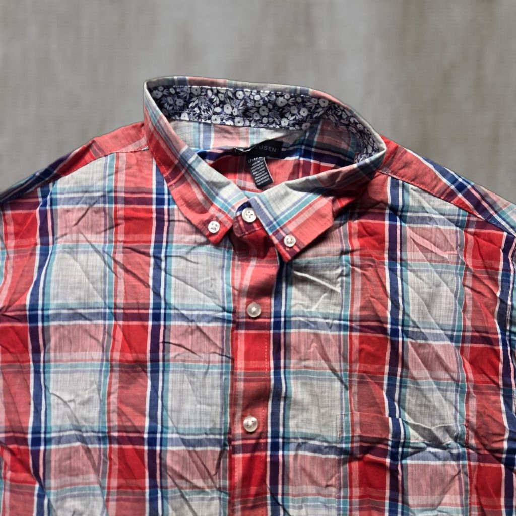 Van Heusen Van Heusen Shirt Plaid Button-Up Short Sleeve XL Men Multicolor 17 17.5 Casual Classic Size US XL / EU 56 / 4 - 1 Thumbnail