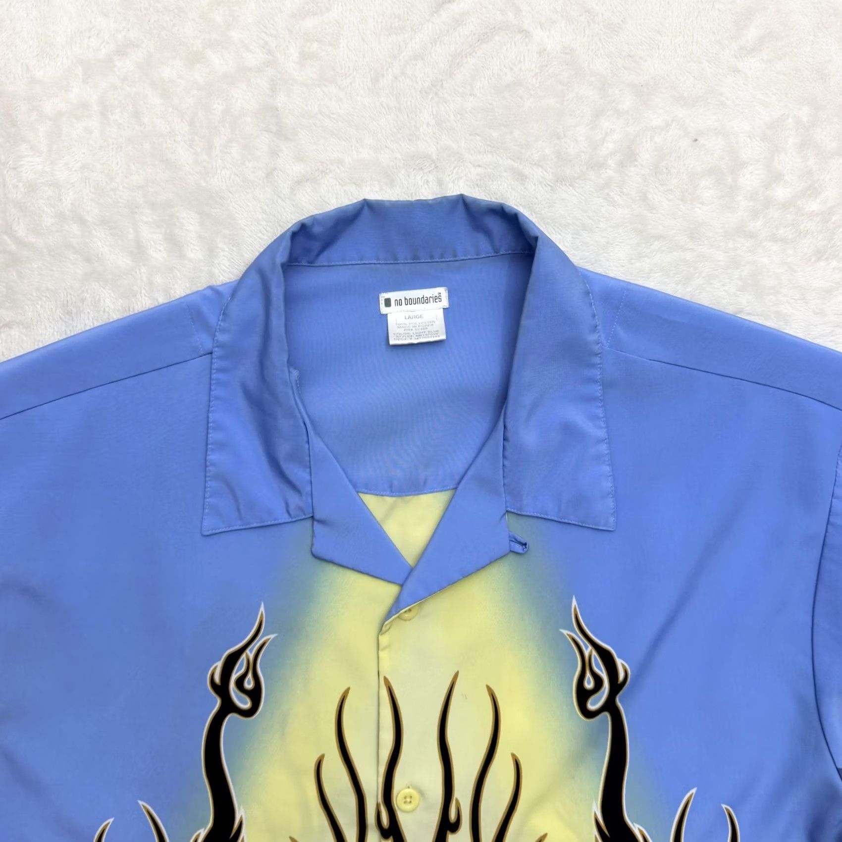 Vintage No Boundaries Shirt Mens L Blue Dragon Graphic Button Up Camp Allover Size US L / EU 52-54 / 3 - 2 Thumbnail