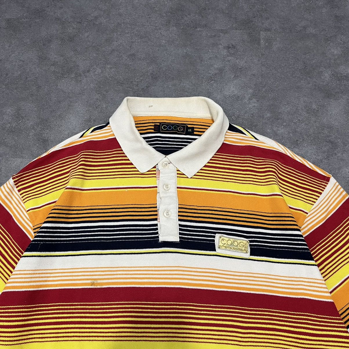 Coogi × Vintage COOGI Short Sleeve Polo Shirt Yellow, Red, Black Striped Size US XXL / EU 58 / 5 - 2 Thumbnail