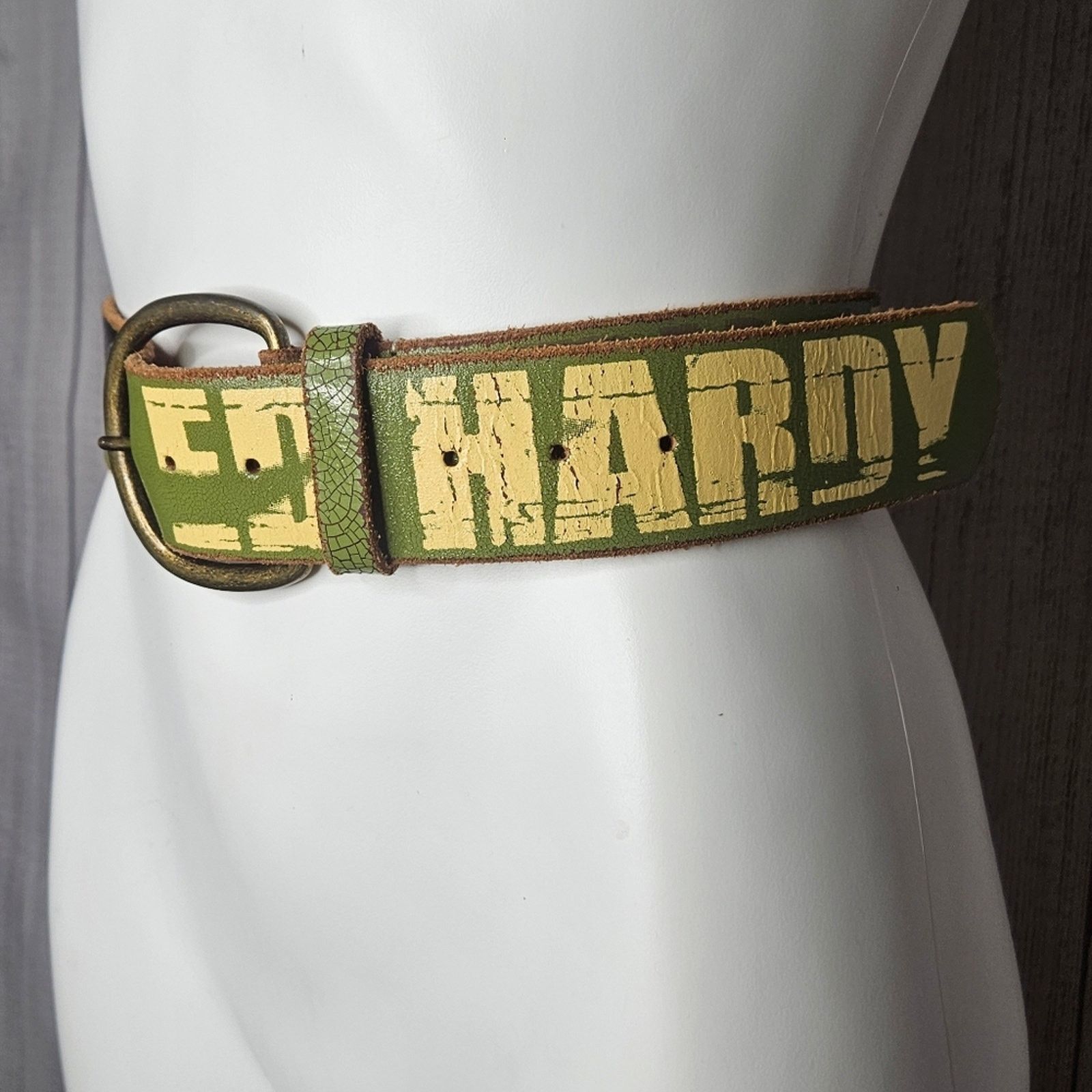 Ed Hardy Vintage Y2K Leather Ed Hardy Belt, size Small Size 32 - 4 Thumbnail