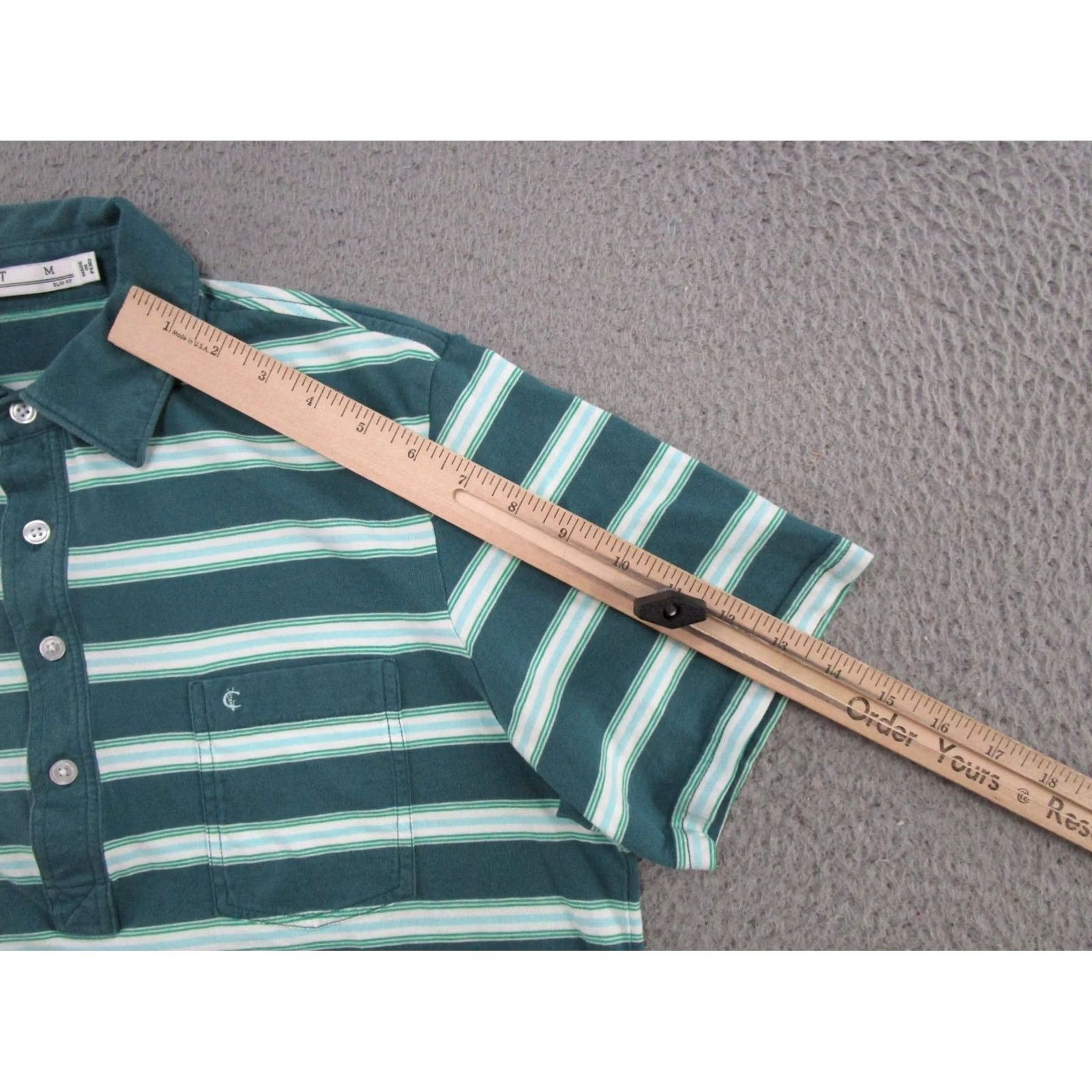 Vintage Criquet Polo Shirt Men’s M Short Sleeve Green Organic Cotton Striped Size US M / EU 48-50 / 2 - 7 Thumbnail