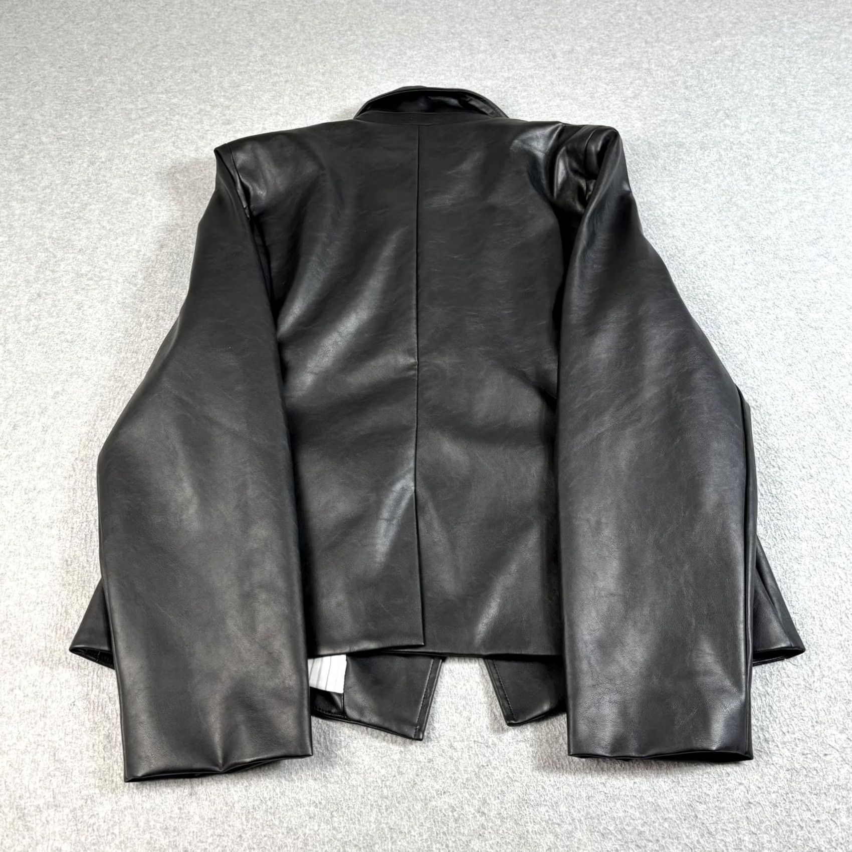 Anthropologie VINTAGE Anthropologie Blazer Women XL Black Faux Leather Double Breast Gold Button Prep Size XL / US 12-14 / IT 48-50 - 2 Thumbnail