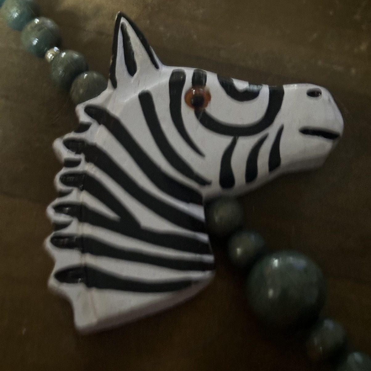 Vintage Vintage chunky wooden bead and zebra head necklace Size ONE SIZE - 5 Thumbnail