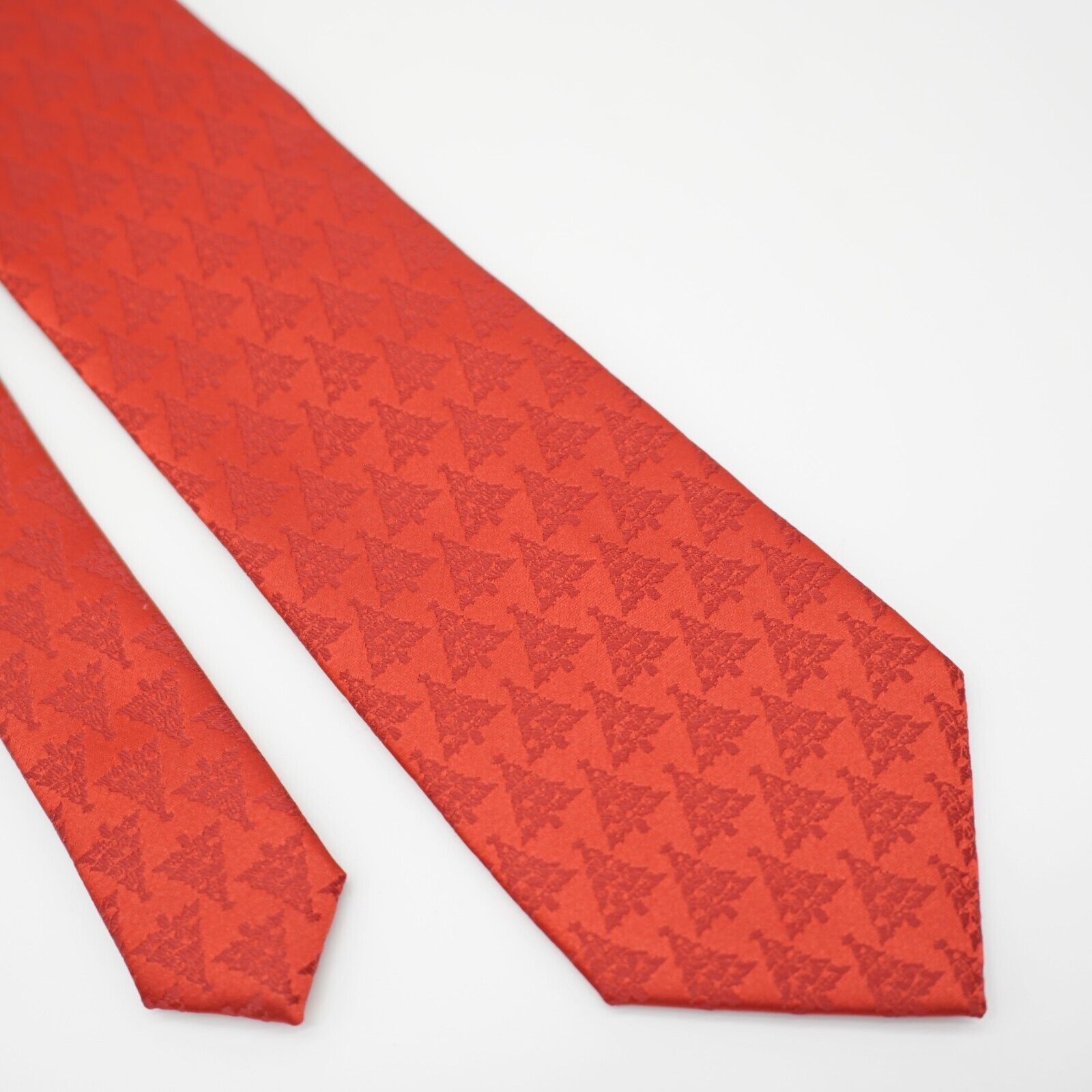 Vintage Yule Tie Greetings Hallmark Red Christmas Tree Woven Polyest Size ONE SIZE - 1 Thumbnail