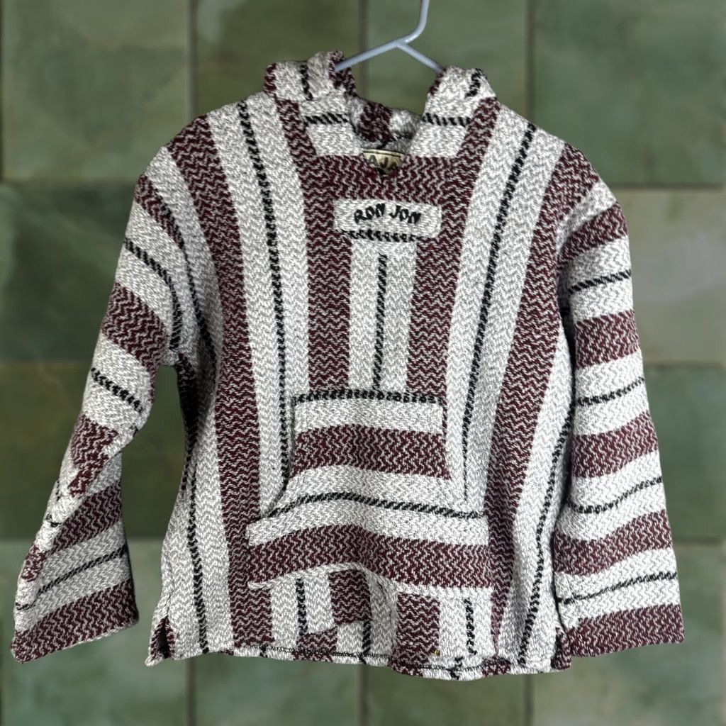 KangaROOS Baja Joe Hoodie Mens M Multicolor Striped Pullover Kangaroo Pocket Hooded Knit Hippie Branded Logo Embroidered V-Neck Casual Sweater Size US M / EU 48-50 / 2 - 1 Thumbnail