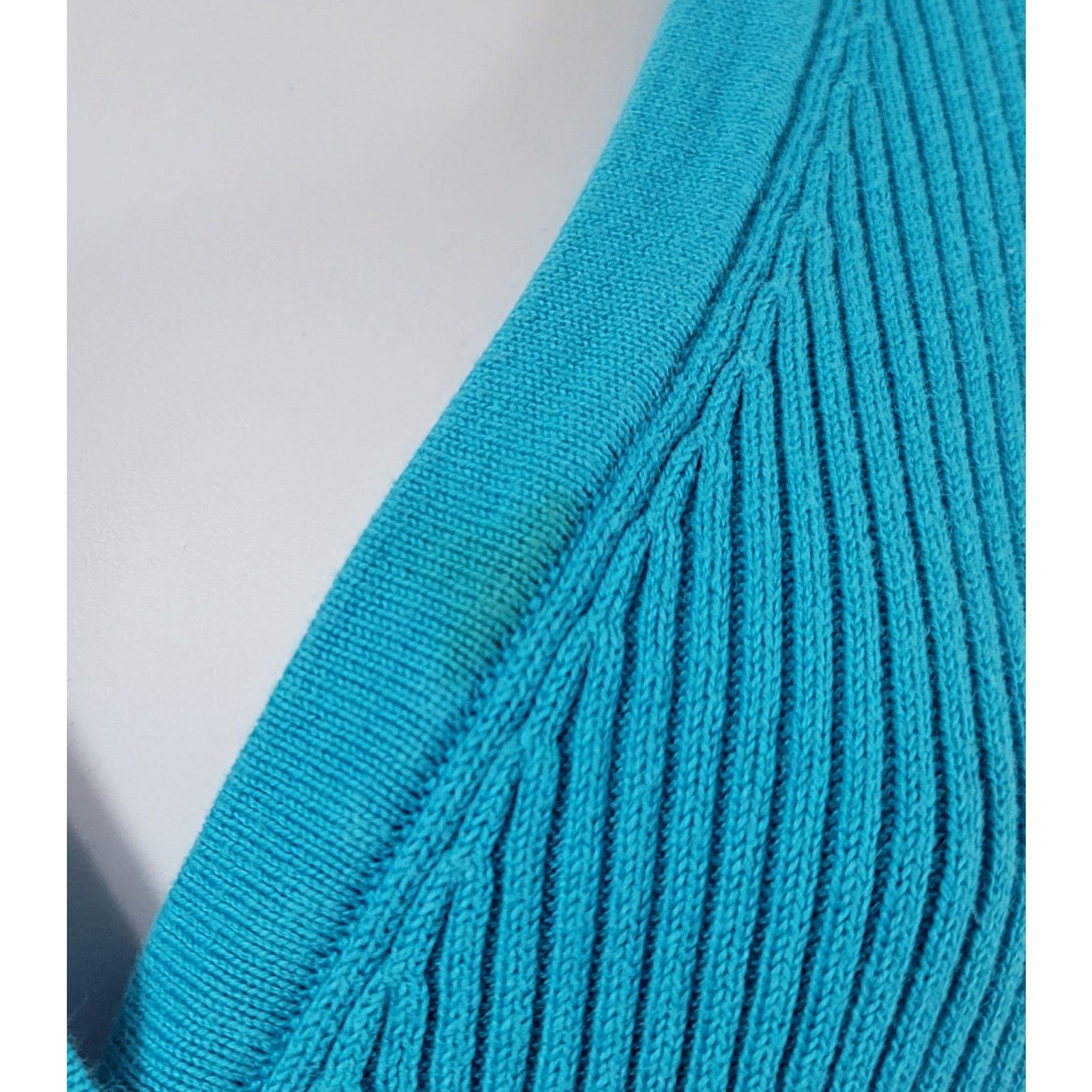 Other Teal Blue Ribbed Button Up Cardigan Sweater XL Lightweight Size XL / US 12-14 / IT 48-50 - 2 Thumbnail