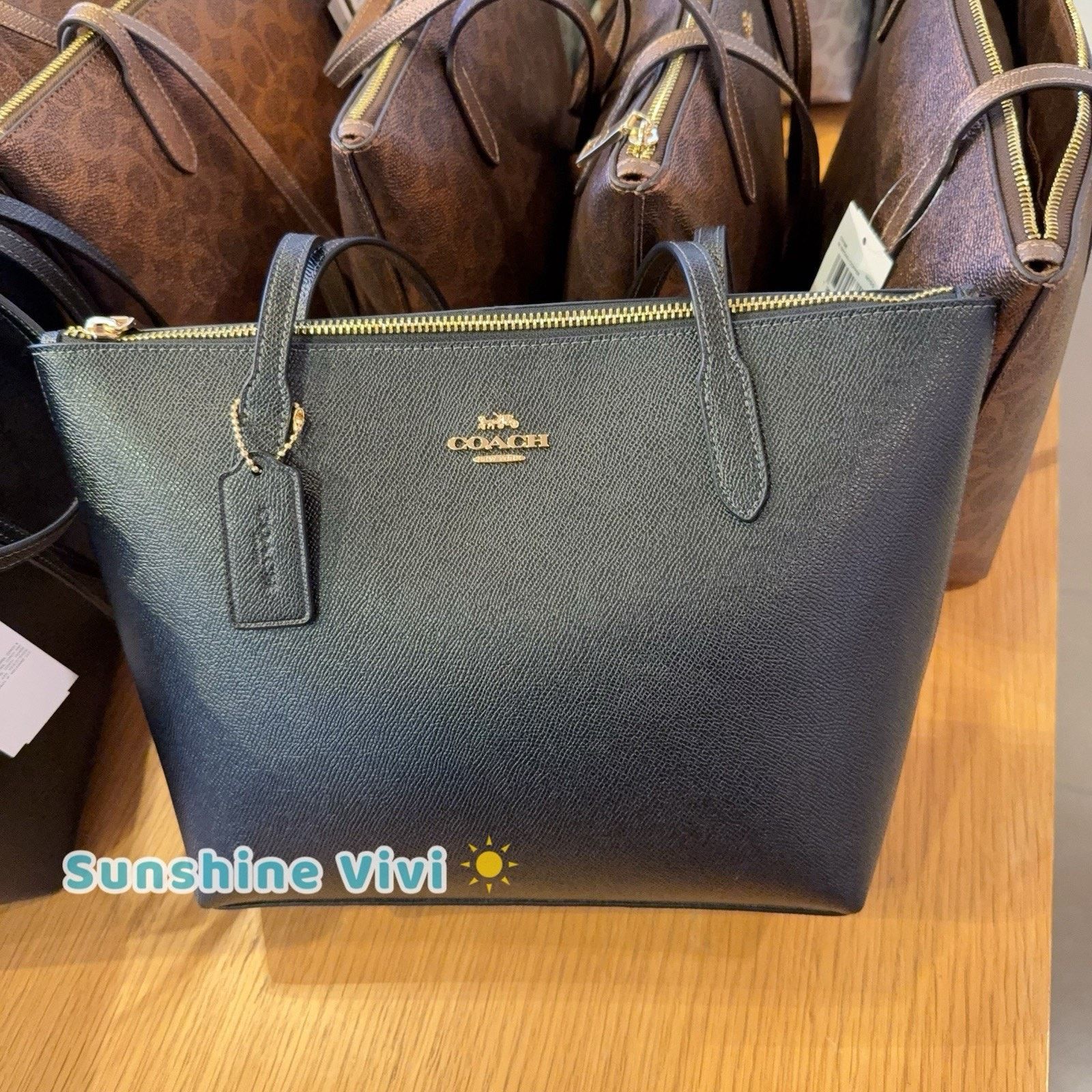 Coach NWT COACH Fiona Zip Tote Bag In leather CW395, Black Gold Size ONE SIZE - 1 Thumbnail