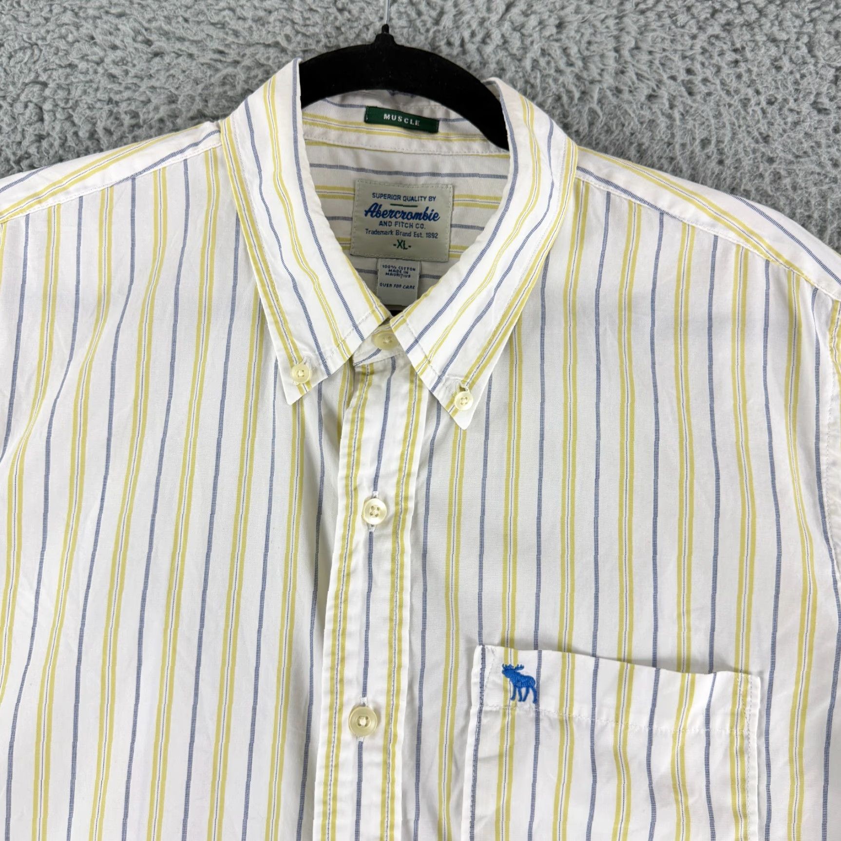 Abercrombie & Fitch VINTAGE Abercrombie & Fitch Button-Down Shirt Mens XL Yellow Stripe Muscle Shirt Size US XL / EU 56 / 4 - 2 Thumbnail