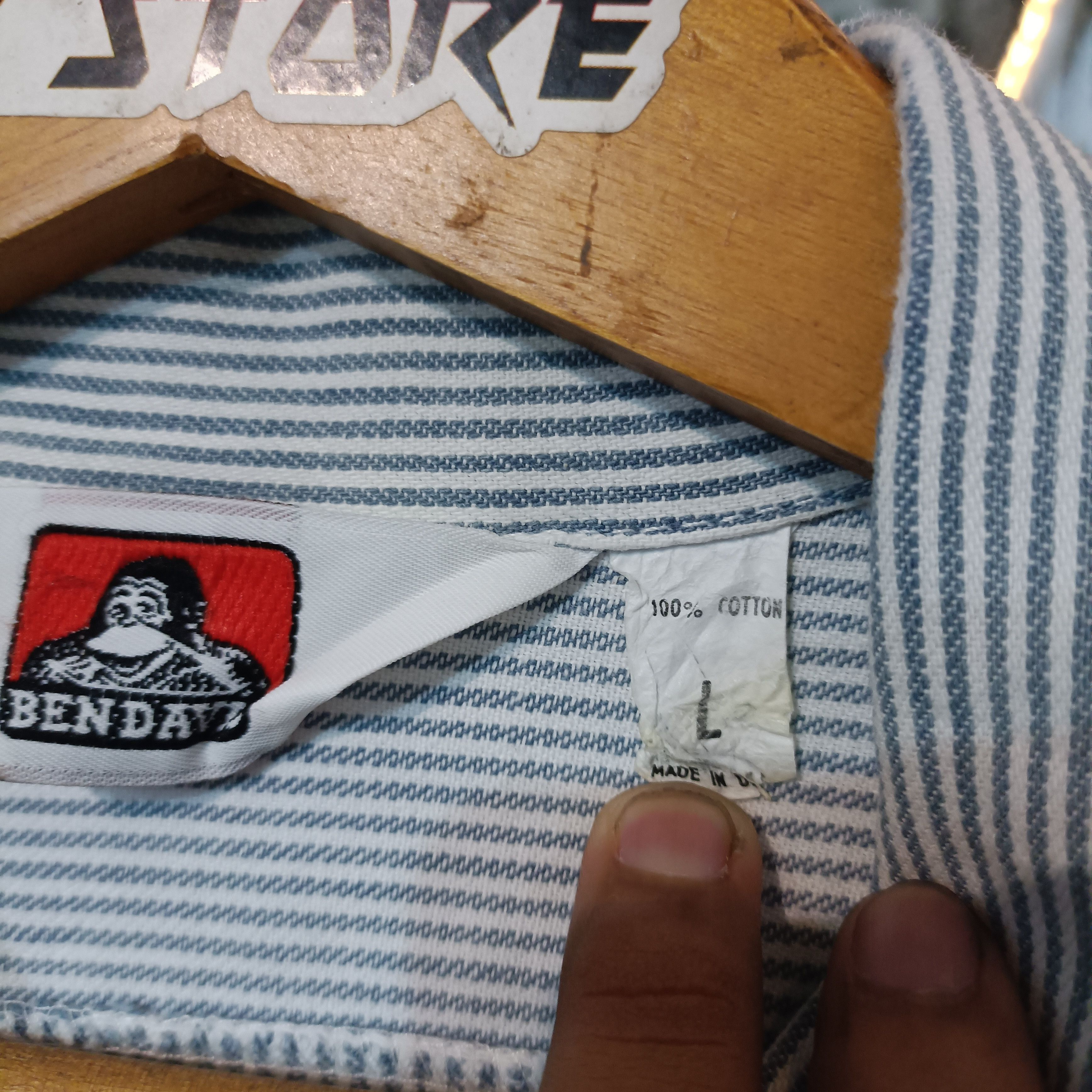 Ben Davis Vintage 1970s Ben Davis Halfziper Long Shirt hickory Work Size US L / EU 52-54 / 3 - 6 Thumbnail