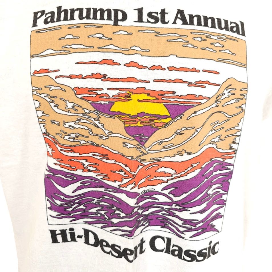 Vintage VINTAGE Pahrump Hi Desert Classic T Shirt Mens Small White 80s Run Marathon Made In USA Size US S / EU 44-46 / 1 - 3 Thumbnail