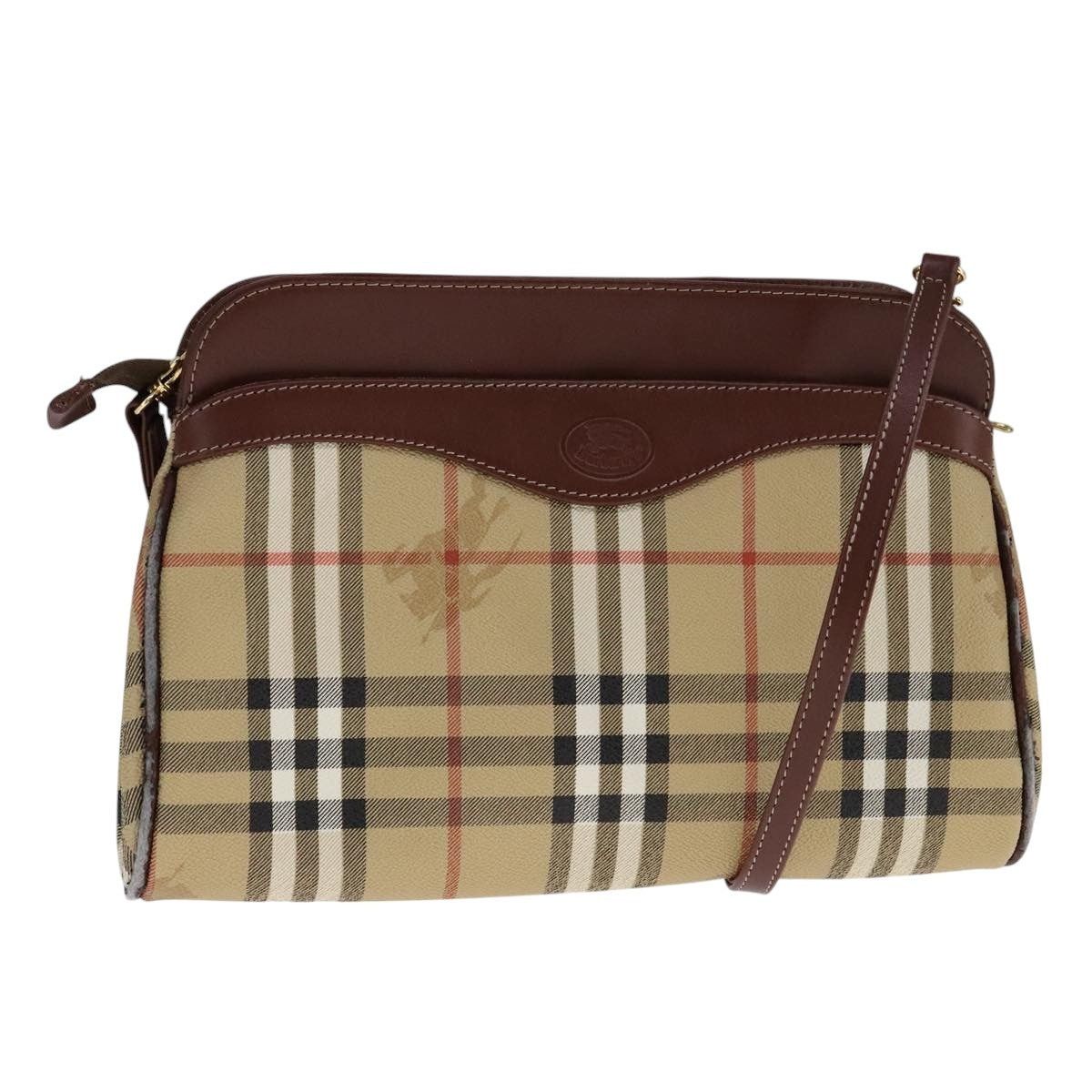 Burberry Nova Check Shoulder Bag Pvc Beige Brown Gold