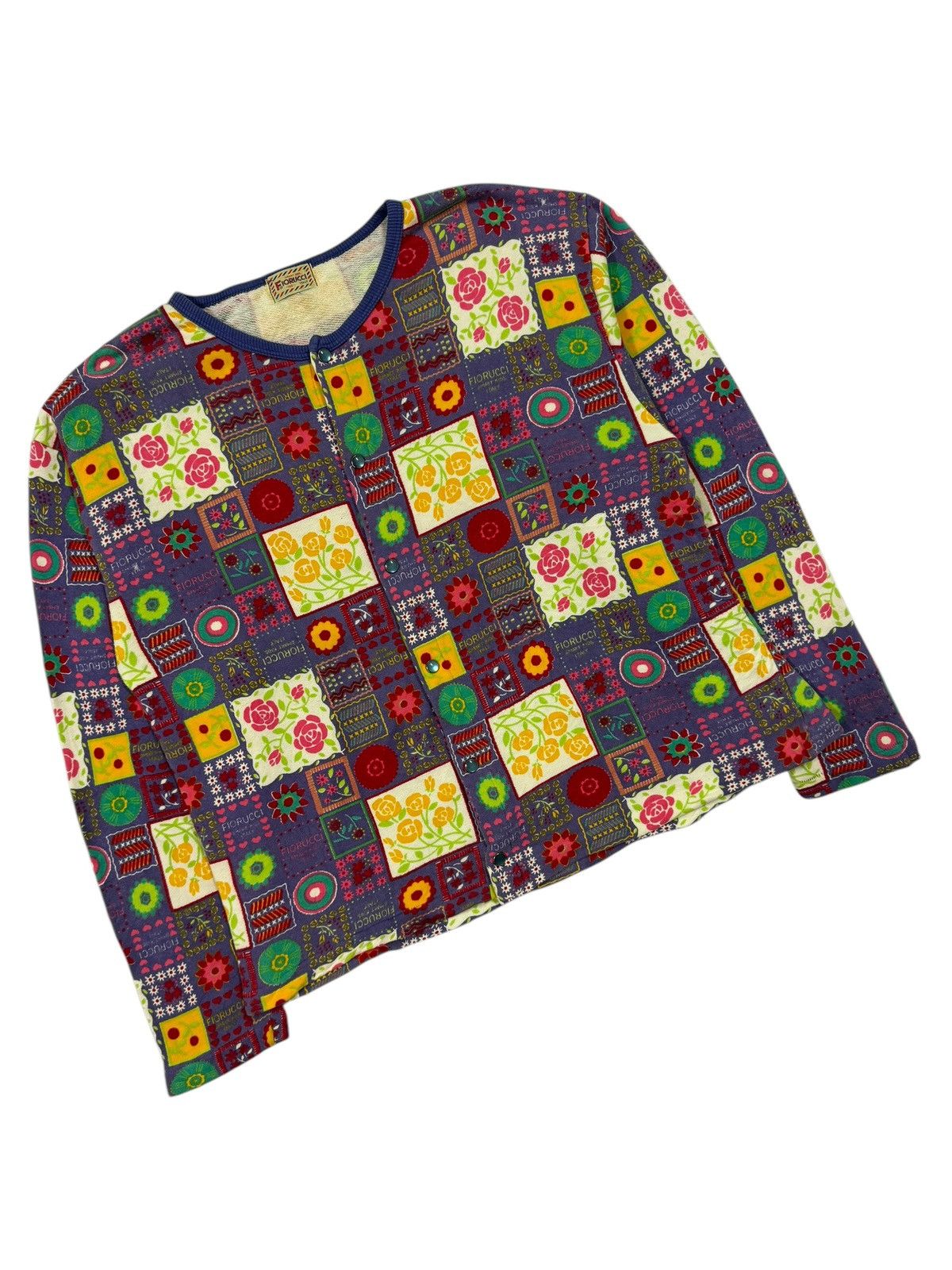 Fiorucci Vtg🔥Fiorucci Flower Patchwork Pearl Snap Button Cardigan#21 Size XXS / US 00 / IT 34 - 5 Thumbnail