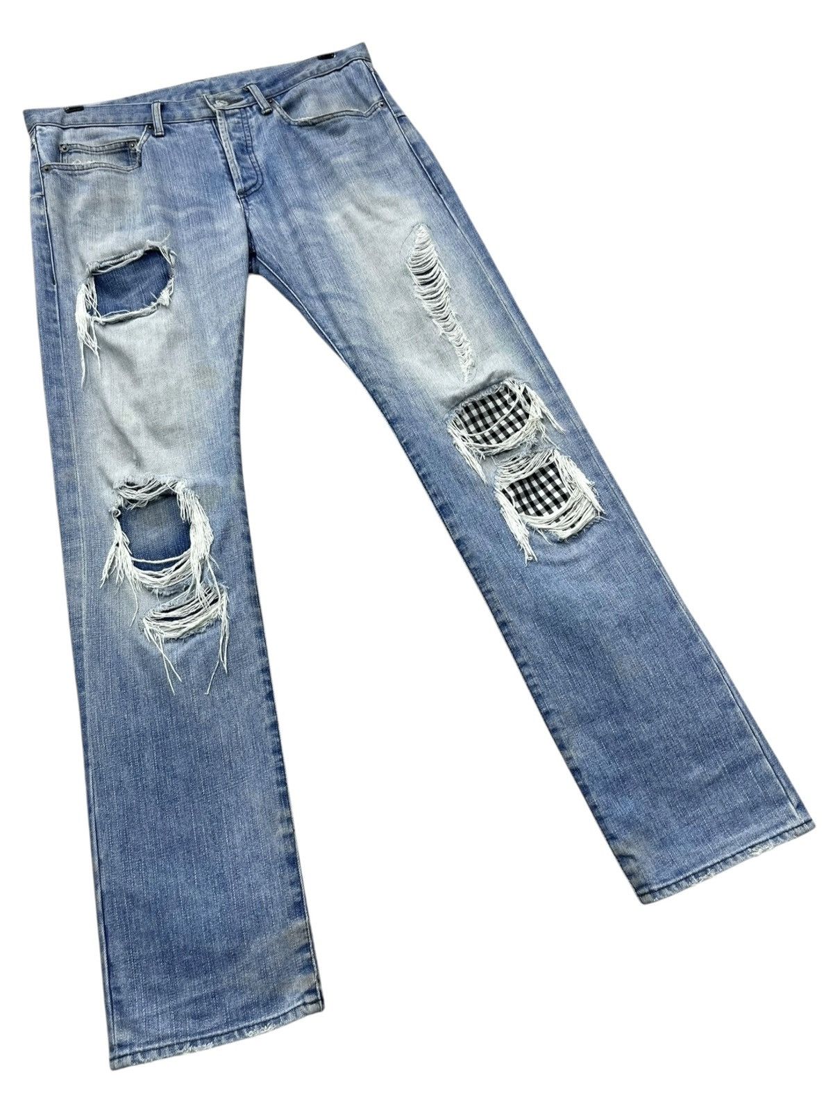 Takeo Kikuchi Vintage TAKEO KIKUCHI Grunge Patch Ripped Slim Fit LGB Style Size US 31 - 11 Thumbnail