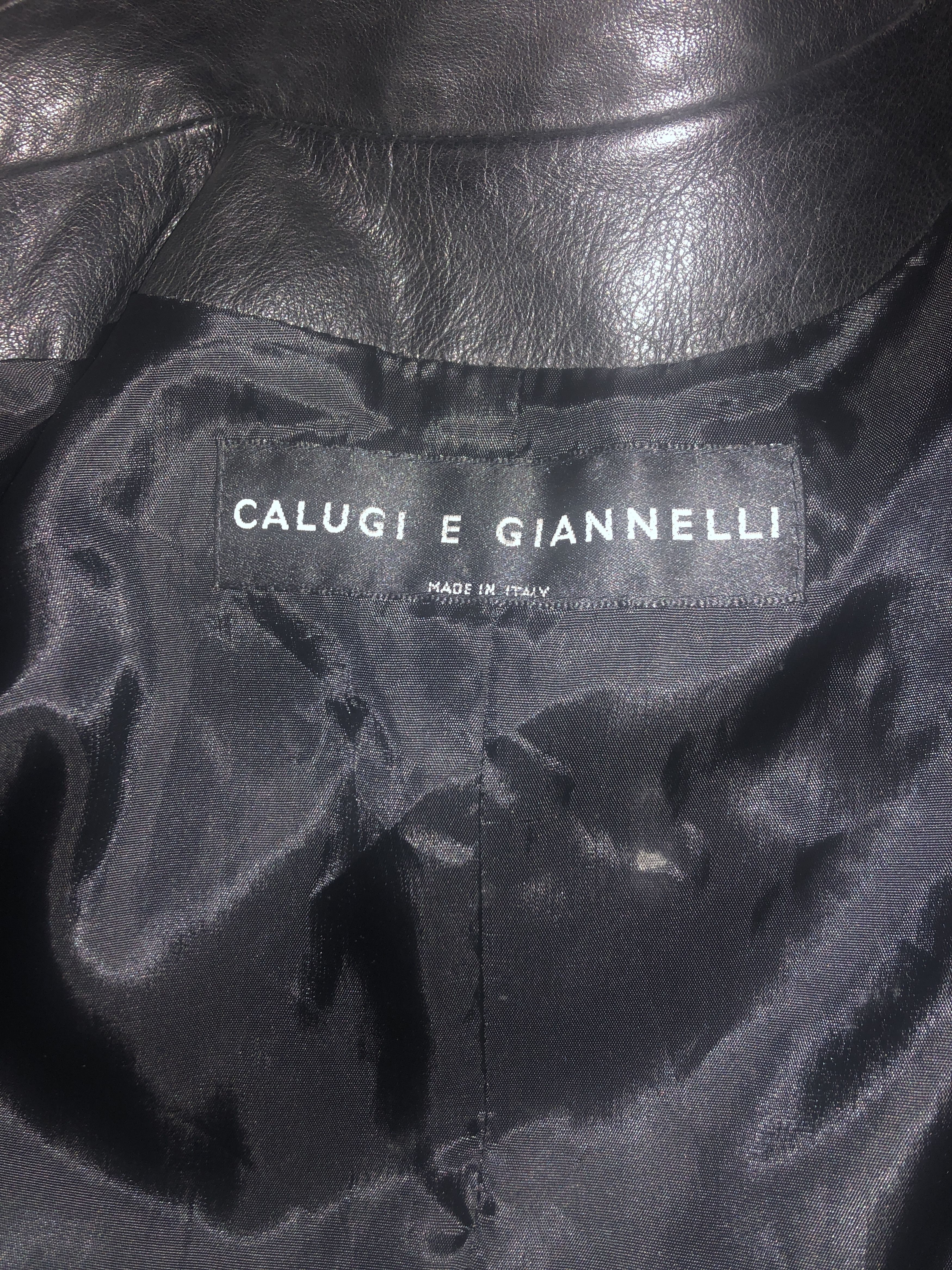 Calugi e Gianelli Metallic bra Bondage Leather Jacket Size L / US 10 / IT 46 - 18 Thumbnail