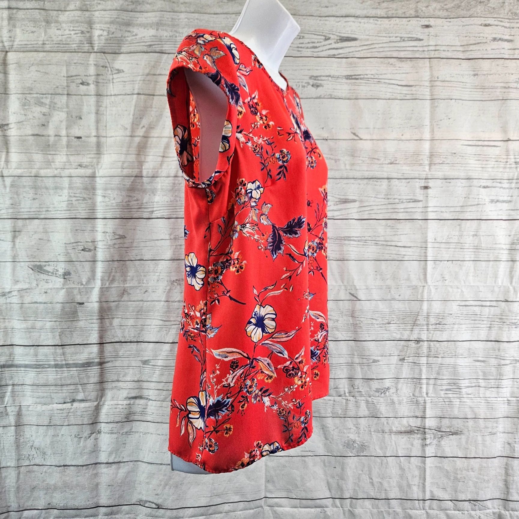 Pinko Daniel Rainn DR2 Womens Top Sz Small Pink Blue Floral Short Sleeve Blouse Womens Short Sleeve Pink Floral Small Size S / US 4 / IT 40 - 3 Thumbnail