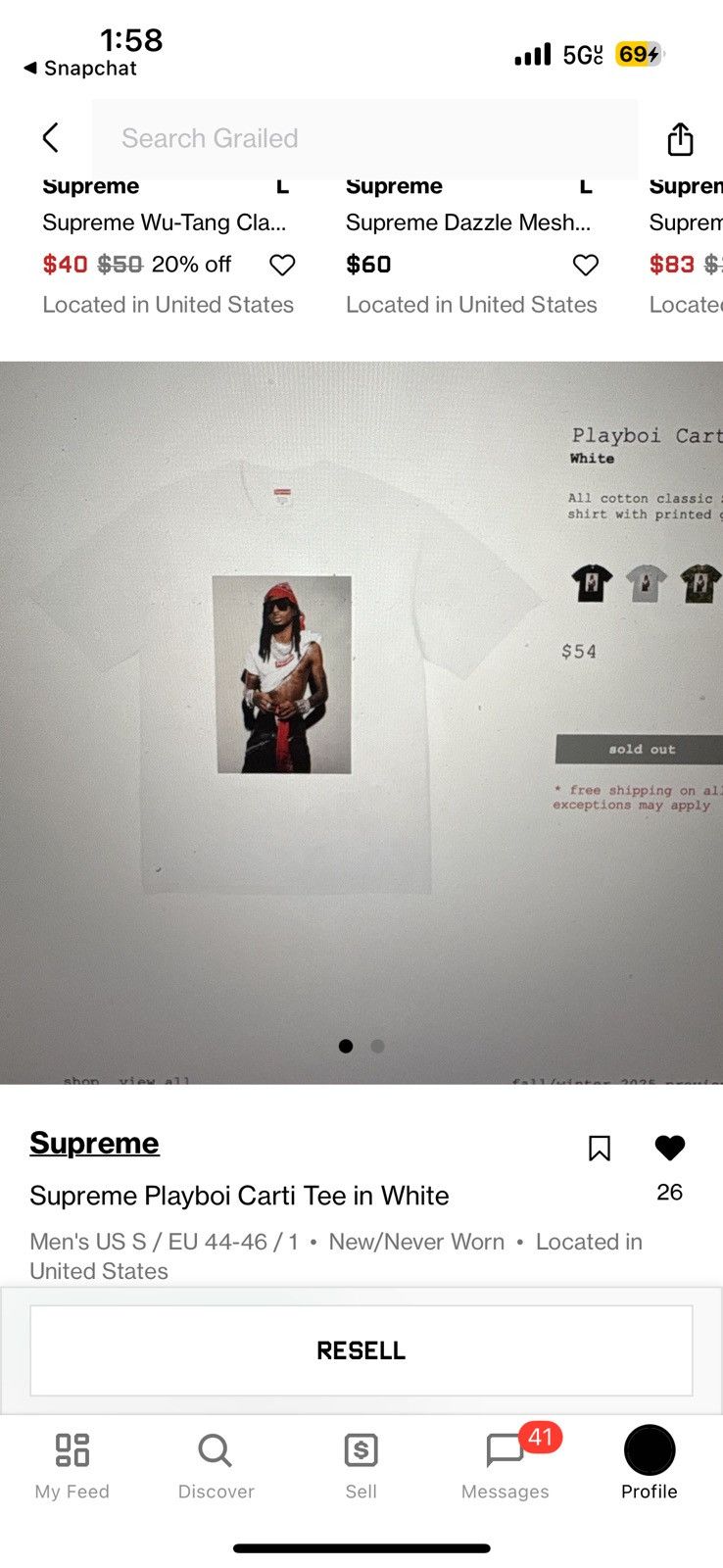 Supreme FW25 Supreme Carti Photo Tee Size Small Size US S / EU 44-46 / 1 - 4 Thumbnail