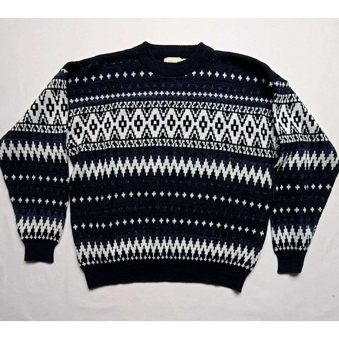 The Men's Store Vintage Nordic Pattern Blue White Sweater Mens XL 90s Size US XL / EU 56 / 4 - 1 Thumbnail