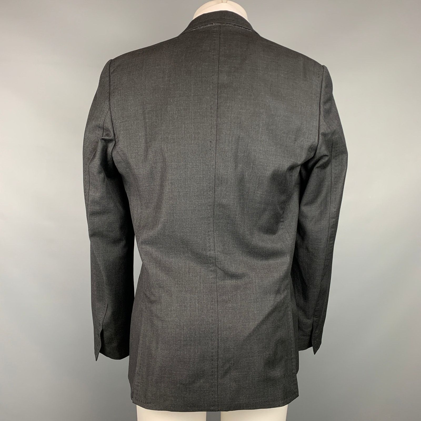 Dsquared2 DSQUARED2 Size 40 Grey Charcoal Wool Peak Lapel Sport Coat Size 40R - 3 Thumbnail
