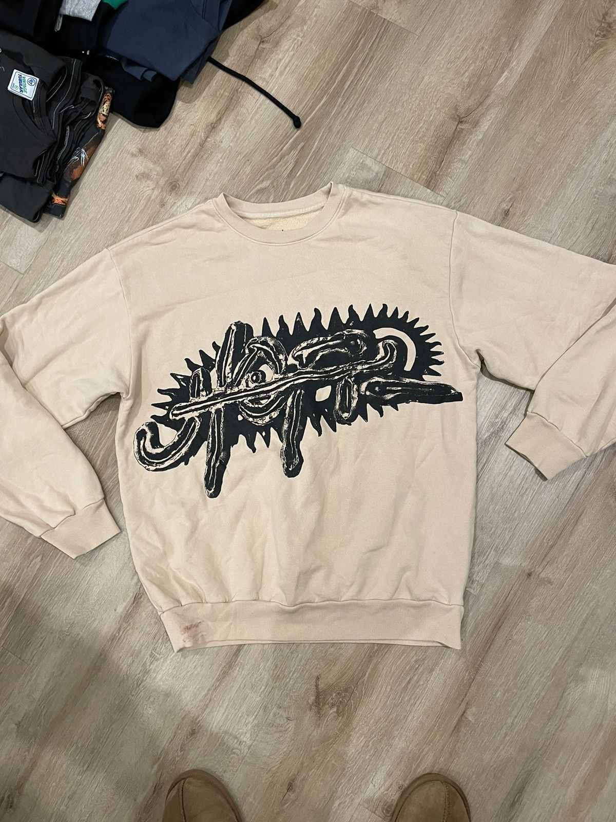 image of Travis Scott Utopia Crewneck in Tan, Men's (Size Large)