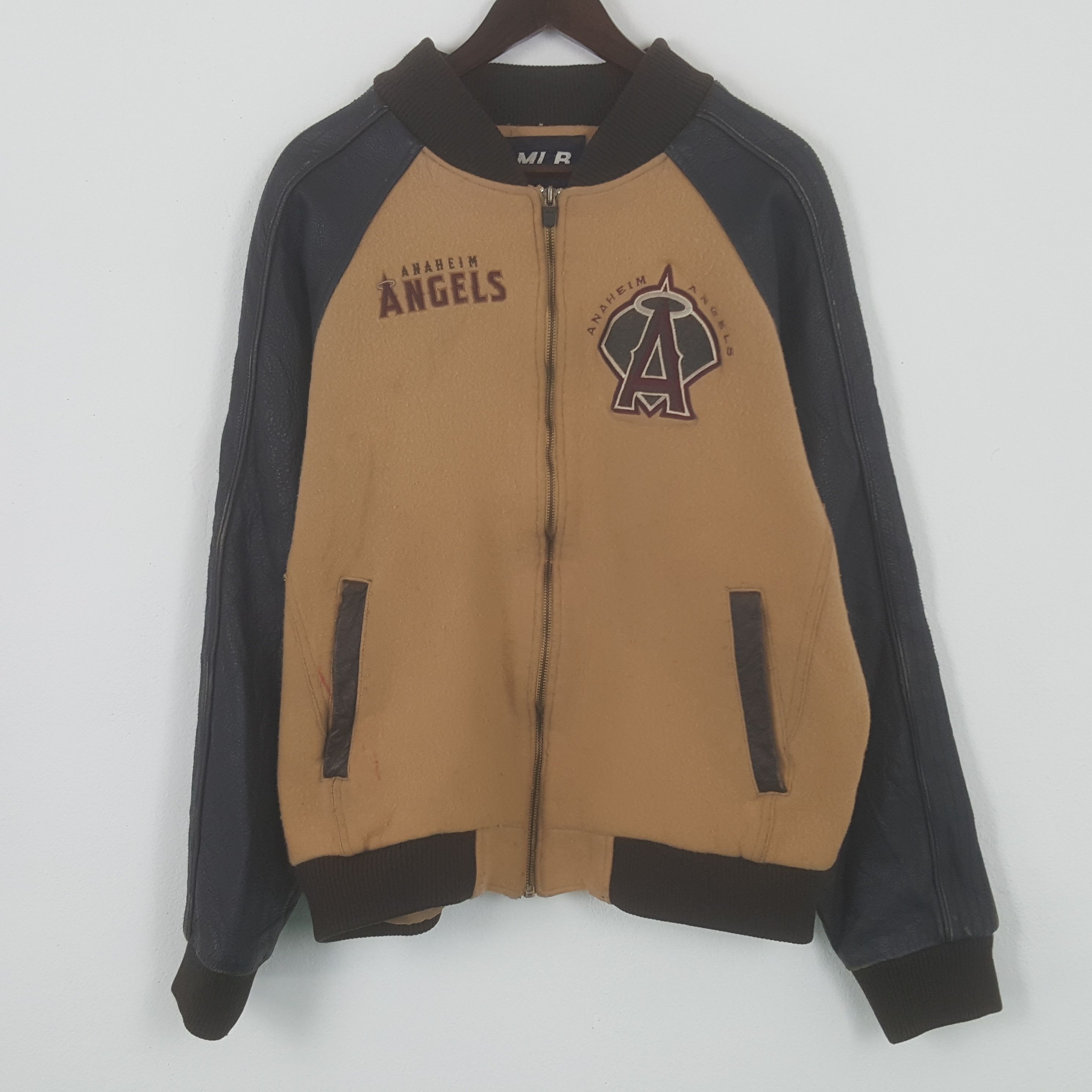 image of Mlb x Vintage Anaheim Angels Zipper Jacket in Brown, Men's (Size XL)