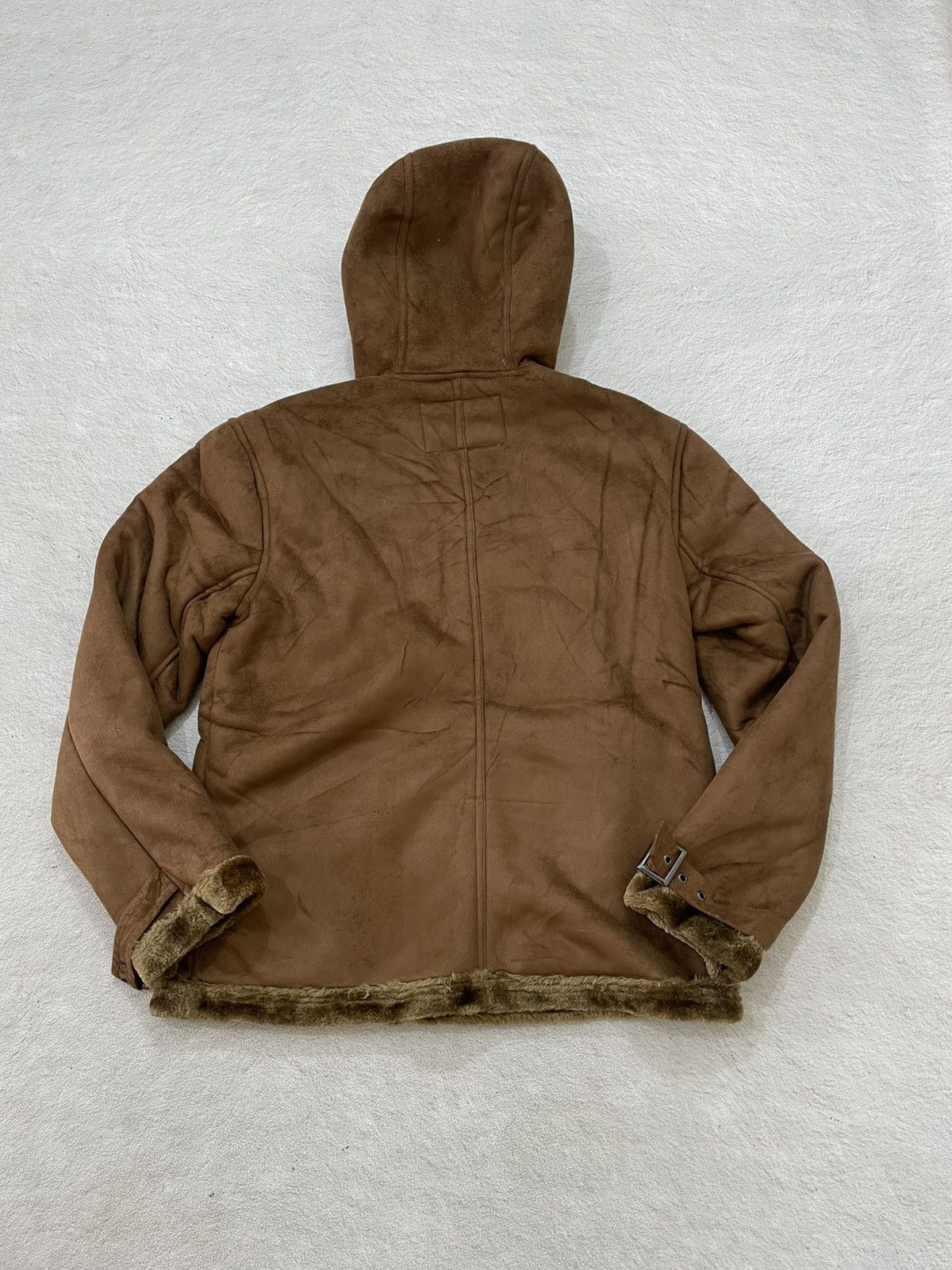 Le Grande Bleu (L.G.B.) 2000s Japan Shearling Hooded Suede Leather Jacket Brown Y2K Size US M / EU 48-50 / 2 - 7 Thumbnail