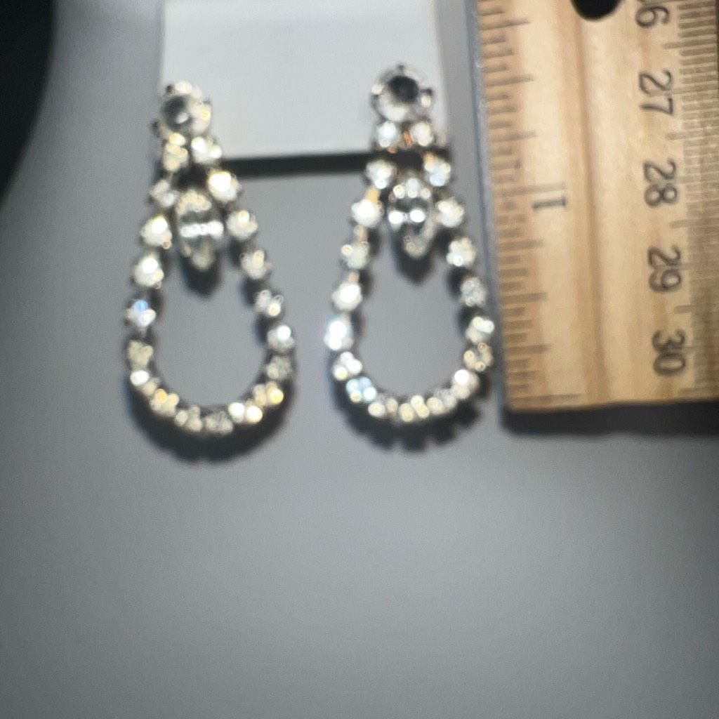Vintage Vintage Prong Set Double Loop Rhinestone Earrings Size ONE SIZE - 7 Thumbnail