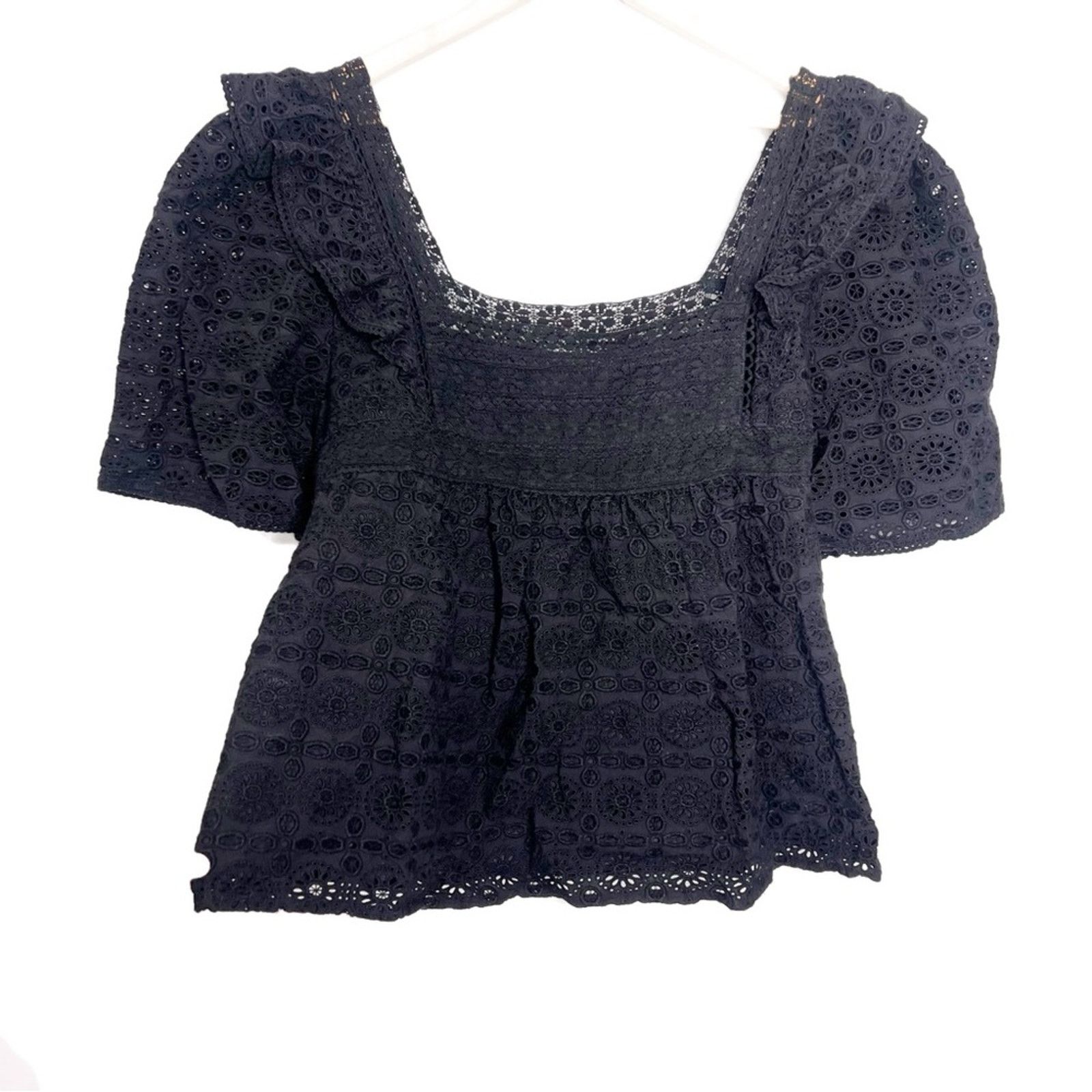 Vineyard Vines New with Tag Vineyard Vines Women's Black Eyelet Blouse Size XL / US 12-14 / IT 48-50 - 6 Thumbnail