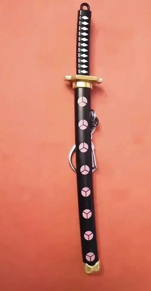 Jewelry Black+pink Roronoa Zoro Sword Keychain + Holder Size ONE SIZE - 2 Thumbnail