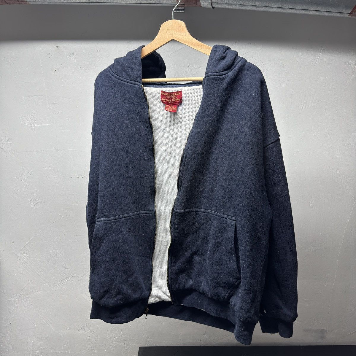 Vintage 90s Thermal Lined Navy Blue Zip Up Hoodie ERD Grunge Faded Size US XL / EU 56 / 4 - 5 Thumbnail