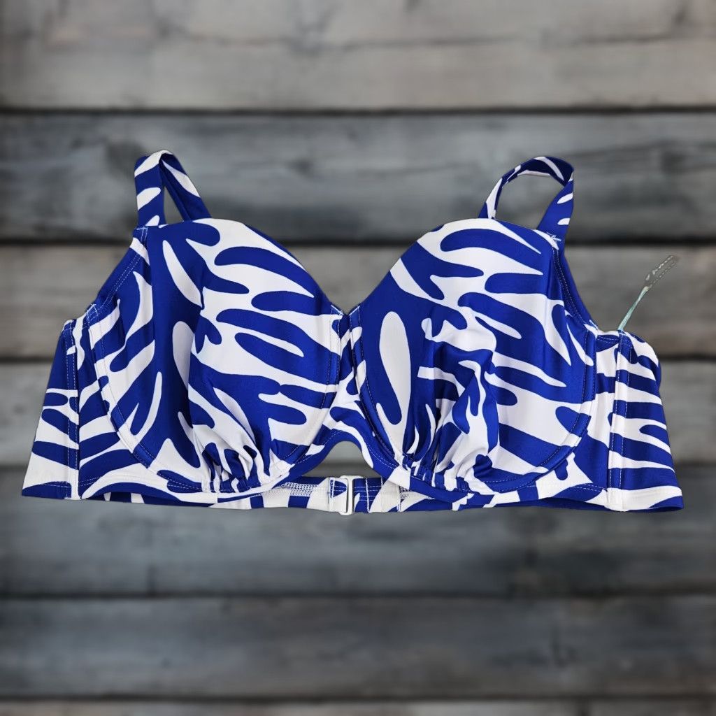 Vintage Kona Sol Bikini Top Womens 18 Blue White Adjustable Straps Top Size XXL / US 16-18 / IT 52-54 - 1 Thumbnail