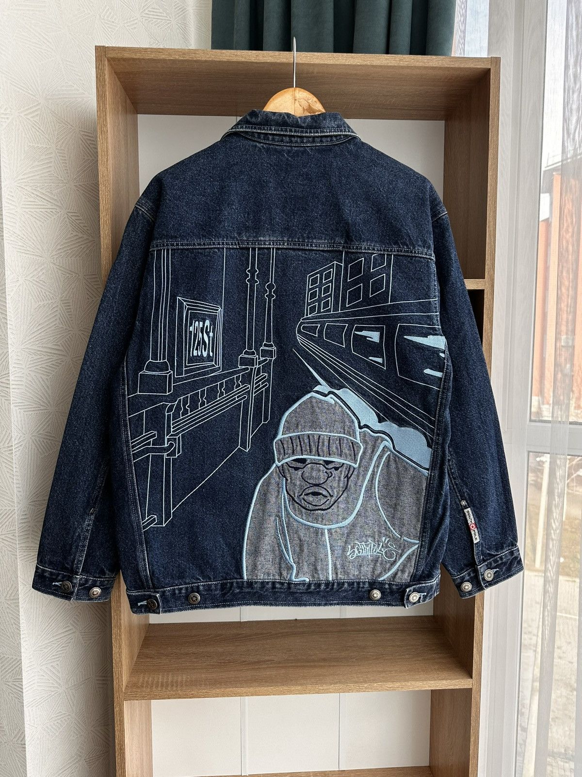 Pre-owned Southpole X Vintage South Pole Big Logo Jnco Style Japanese Jeans Jacket In Navy