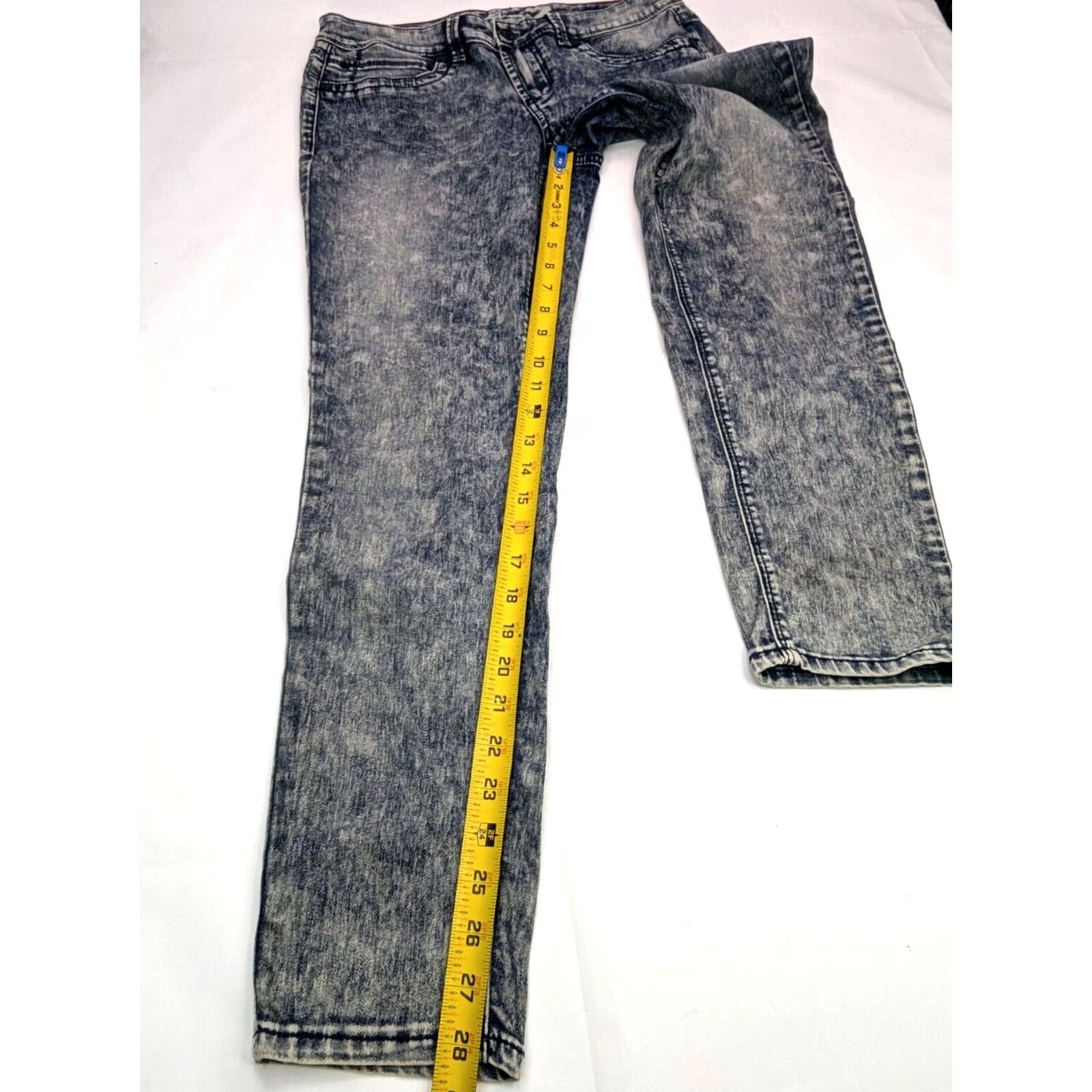 Vintage Seven7 Distressed Legging Jeans Women 10 Skinny 32x28 Light Blue White Denim Pockets Vintage No Size 32" / US 10 / IT 46 - 3 Thumbnail
