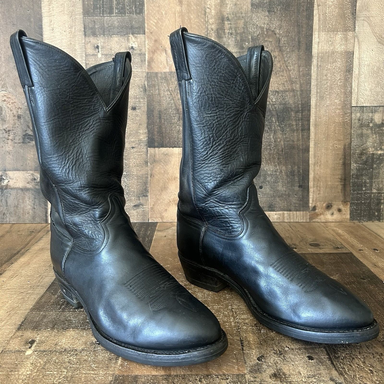 Tony Lama Tony Lama Vintage Black Vibram Sole Cowboy Boots Mens 11 EE Size US 11 / EU 44 - 2 Thumbnail