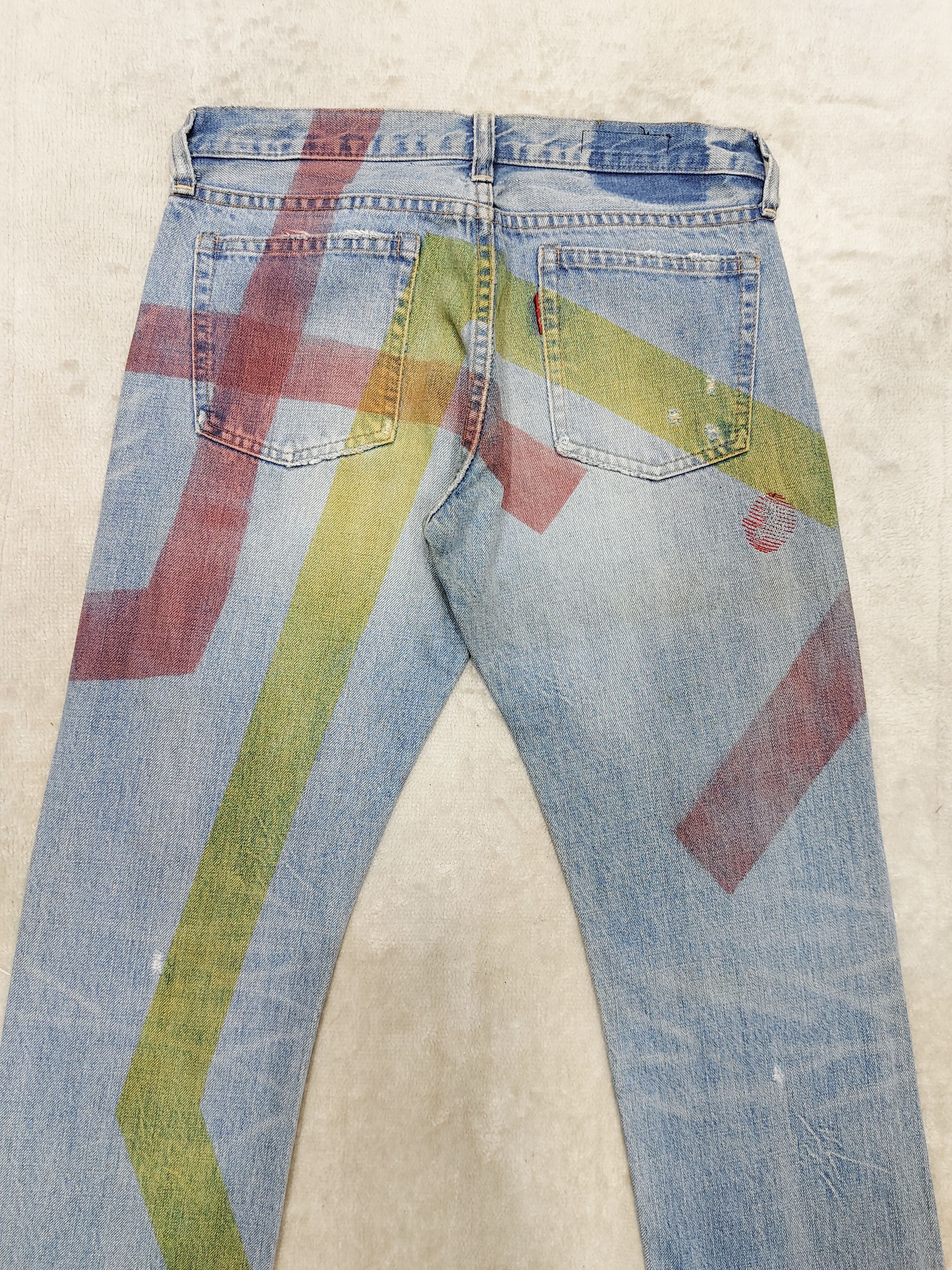 Hysteric Glamour 00s RNA.Inc🇯🇵 Hand Painted Lines Pacthwork Destroyed Jeans Size US 29 - 4 Thumbnail