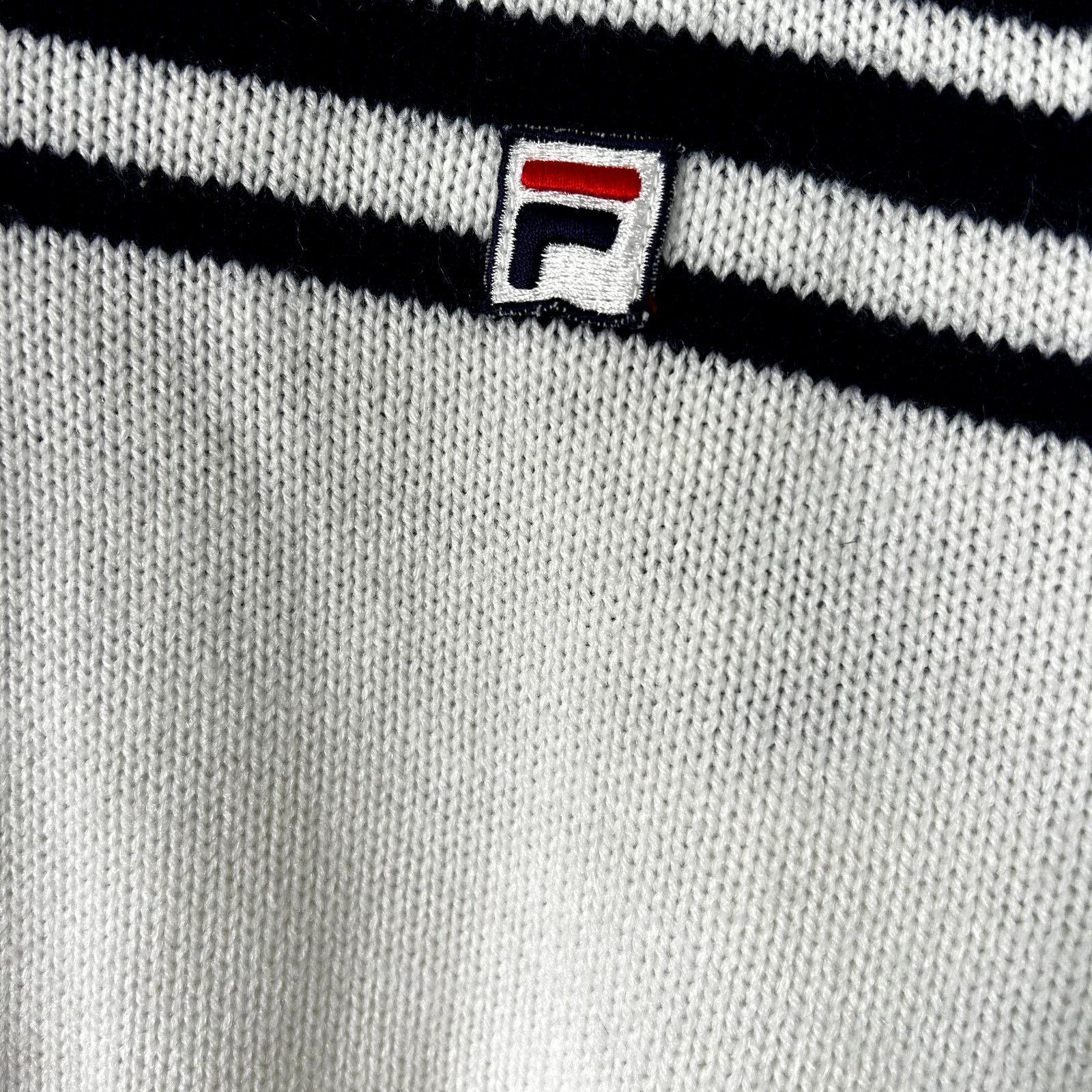 Fila Vintage FILA v-neck striped sweater Size US M / EU 48-50 / 2 - 3 Thumbnail
