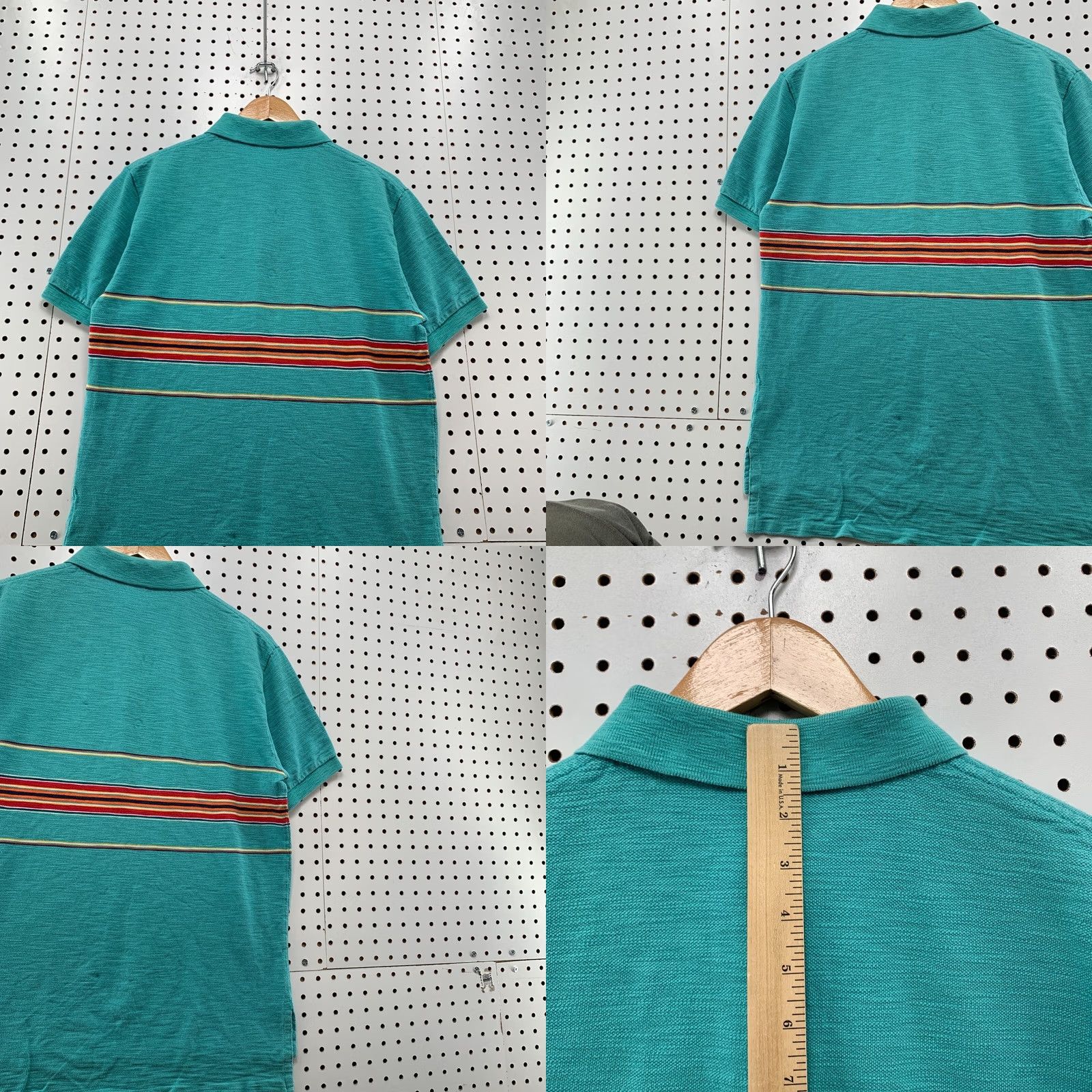 Polo Ralph Lauren VINTAGE Polo Ralph Lauren Shirt Mens Medium Green Orange Pony Stripe Size US M / EU 48-50 / 2 - 9 Thumbnail