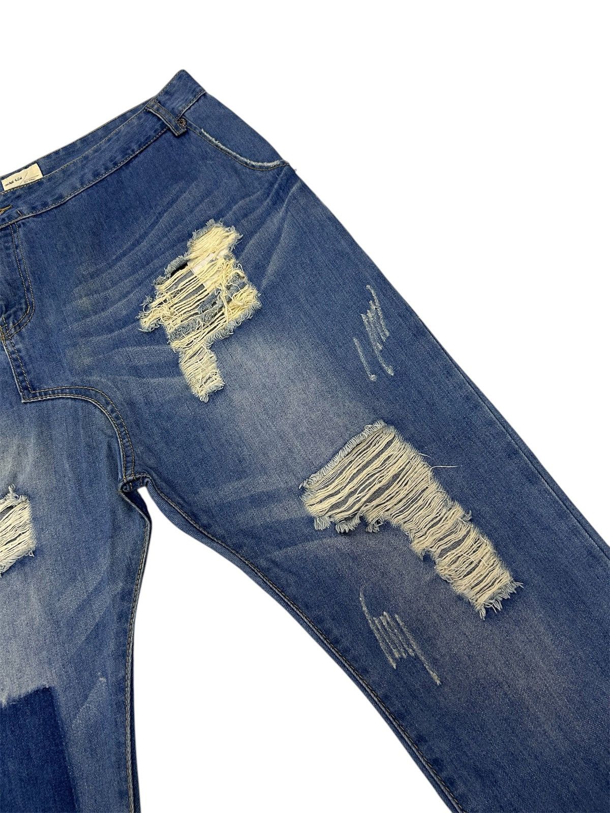 Japanese Brand × Vintage Vintage Japanese Ripped Denim Patches Style Jeans Size US 31 - 5 Thumbnail