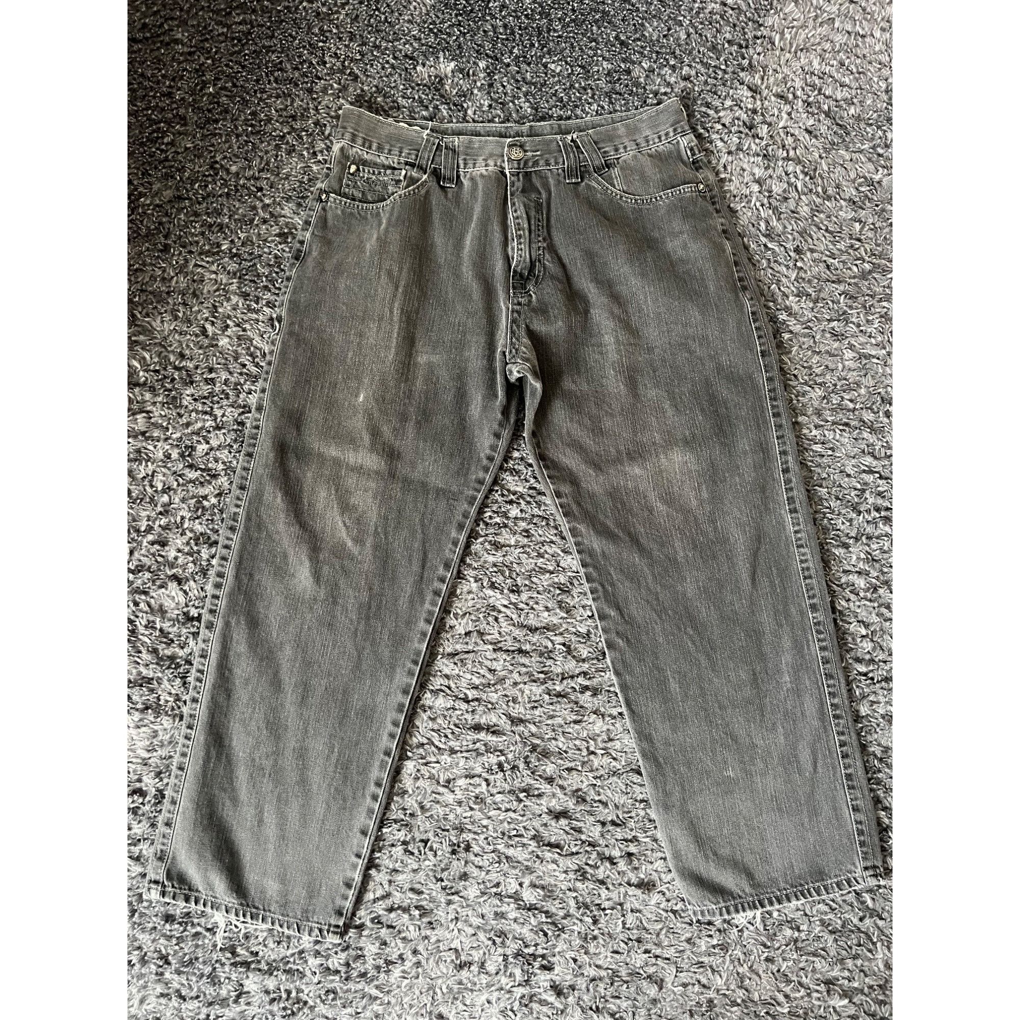 image of Vintage Echo Unlimited Loose Baggy Y2K Skater Denim Jeans Si in Grey, Men's (Size 36)