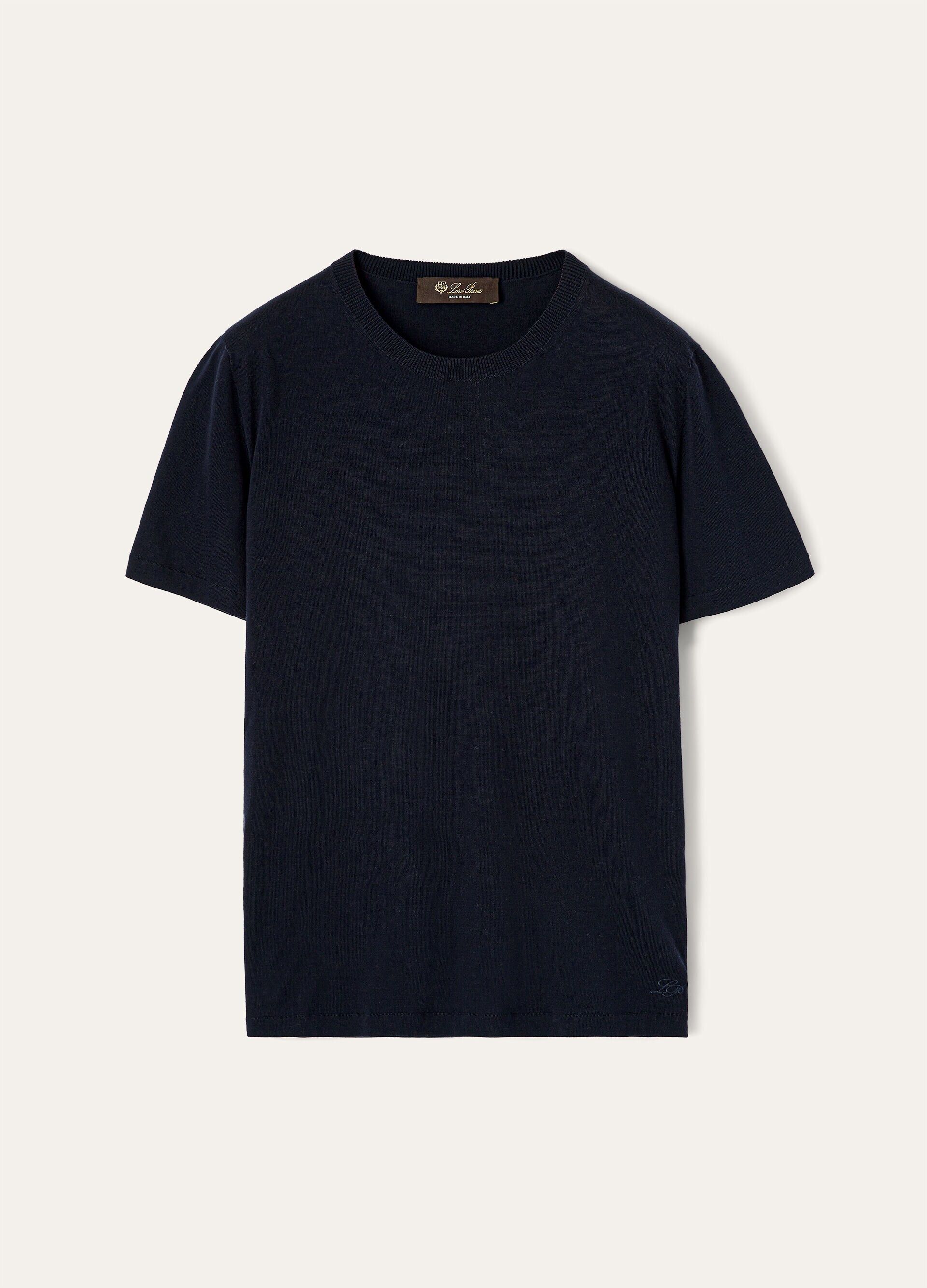 Loro Piana os11x0426 FAM7984 Angera Crewneck T-Shirt in Blue Navy Size S / US 4 / IT 40 - 1 Thumbnail