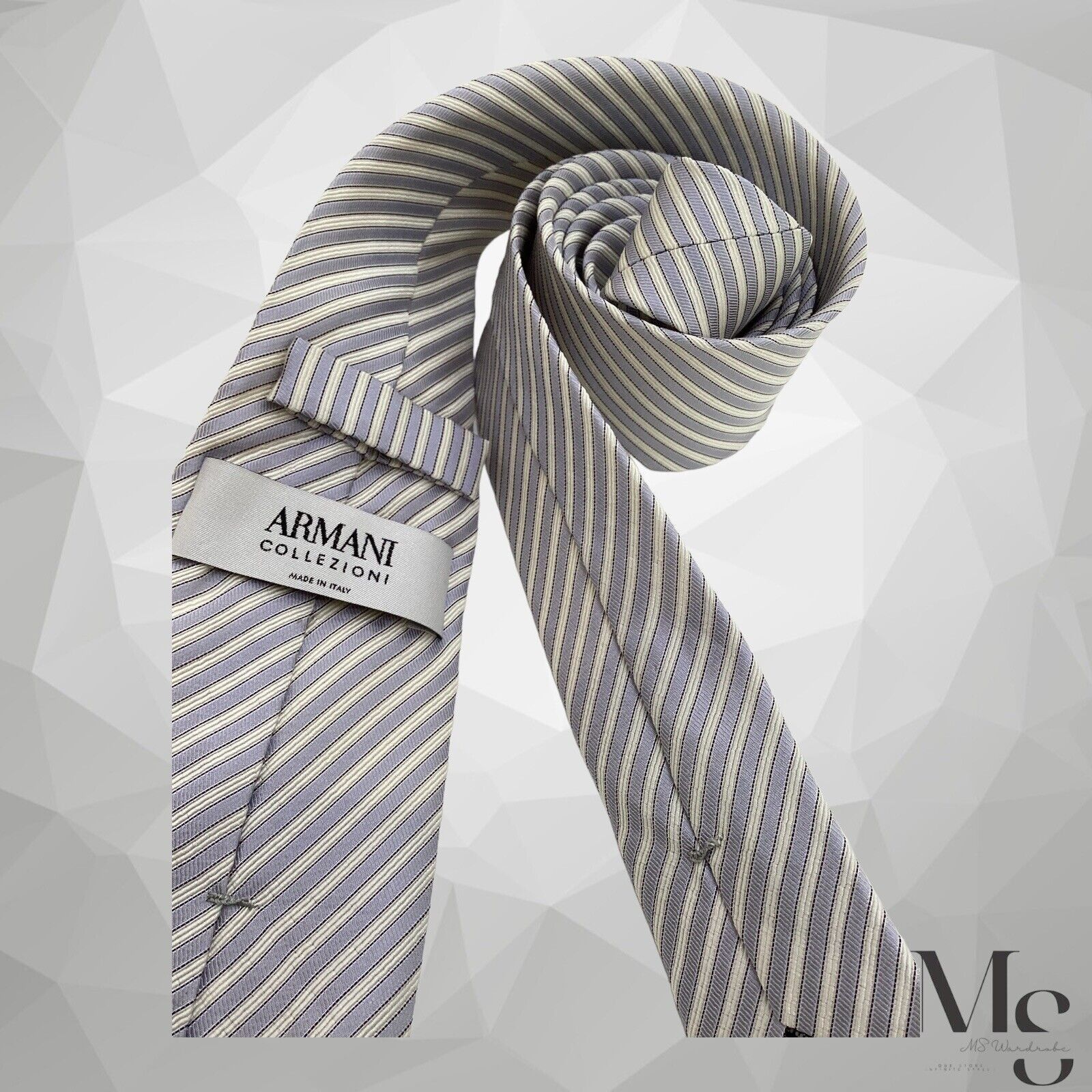 Armani Collezioni ARMANI COLLEZIONI White Blue Luxury Silk Tie Made In Italy W Size ONE SIZE - 2 Thumbnail