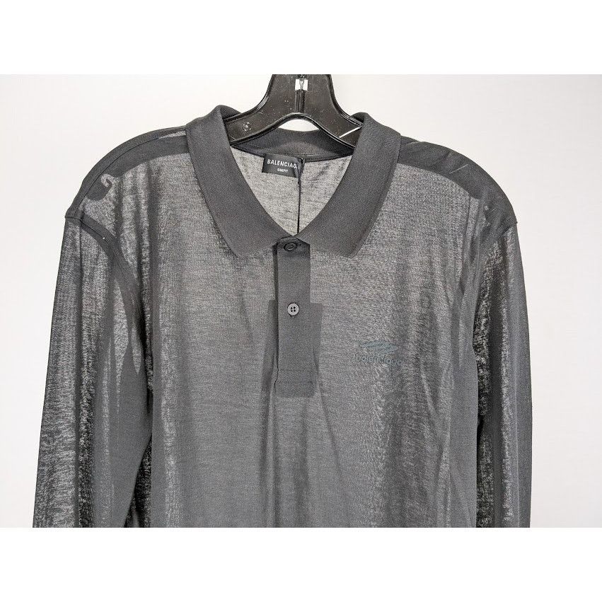 Balenciaga o1rshd1 3b Sport Embro Transp Polo Shirt in Black Size US XL / EU 56 / 4 - 4 Thumbnail