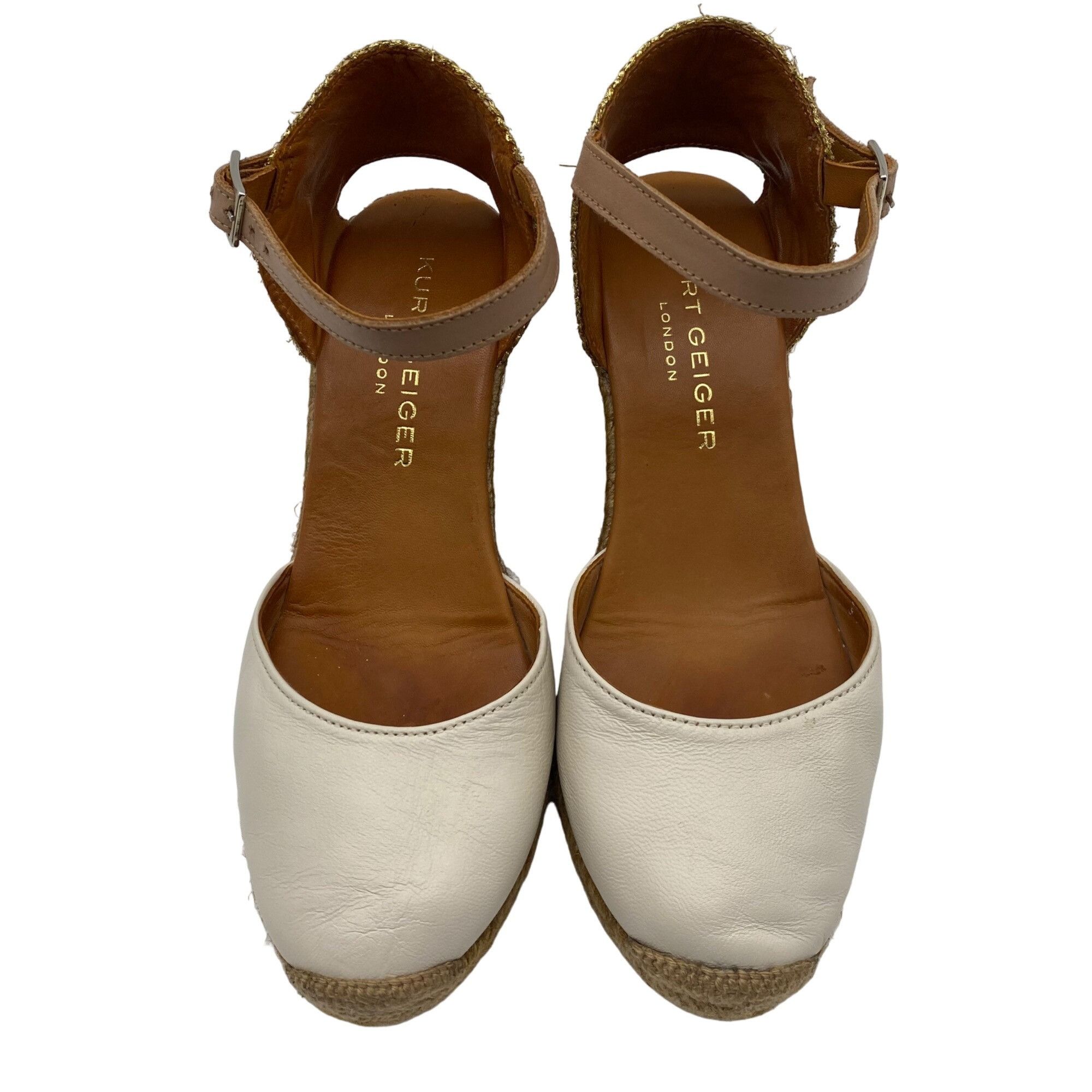 Kurt Geiger Kurt Geiger London Monty White/Gold wedge heel espadrilles W Size US 8 / IT 38 - 4 Thumbnail
