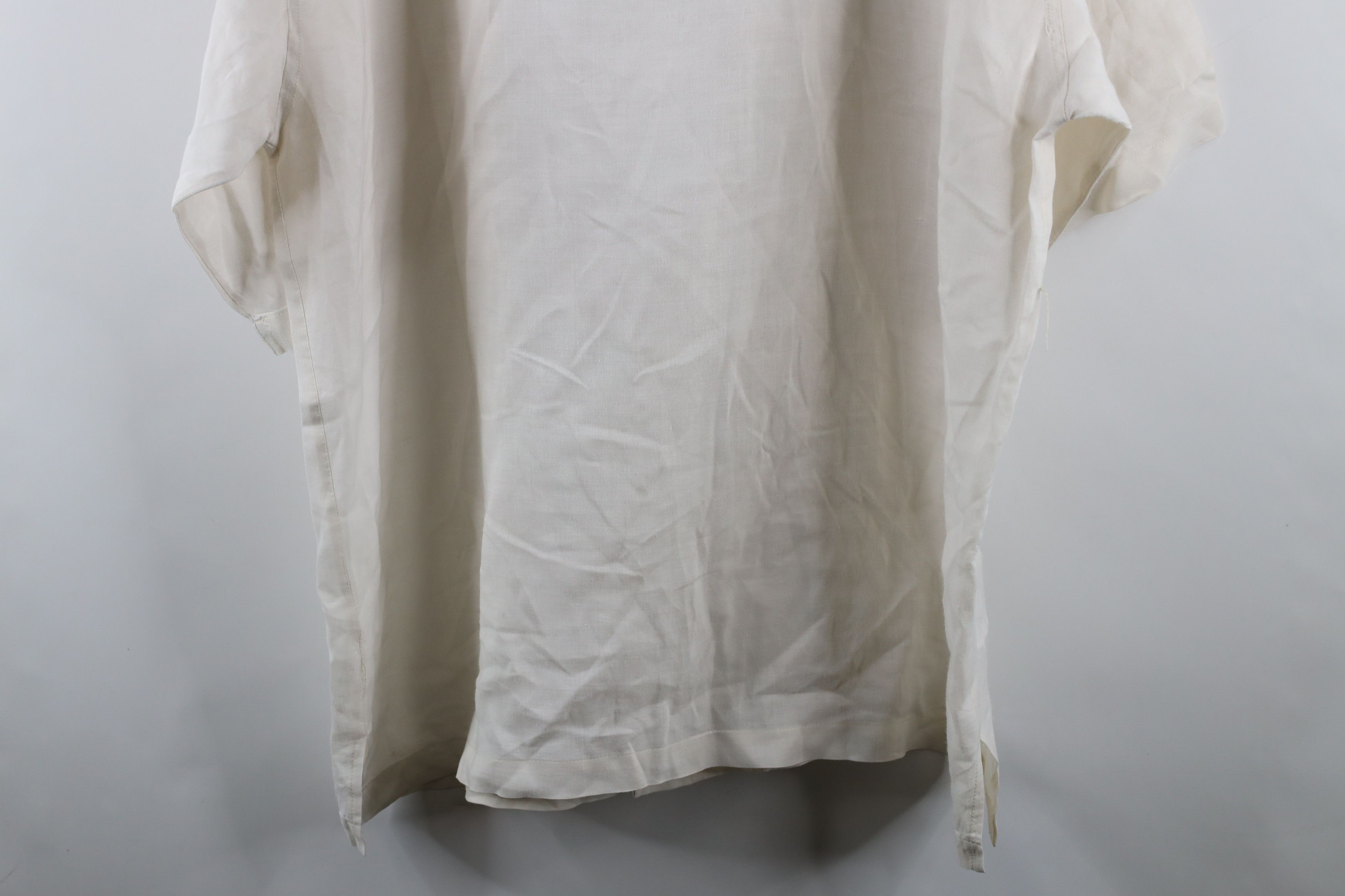 Vintage Vintage 90s Streetwear Linen Camp Collar Button Shirt Cream Size US XXL / EU 58 / 5 - 9 Thumbnail