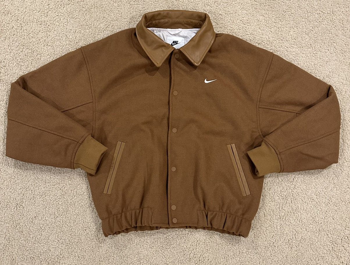 Nike Nike Air Varsity Jacket Wool Leather Tan Brown Size X Small Size US XS / EU 42 / 0 - 1 Thumbnail